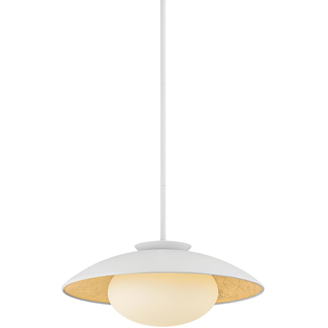 Cadence 1 Light 21 inch White and Gold Leaf Pendant Ceiling Light