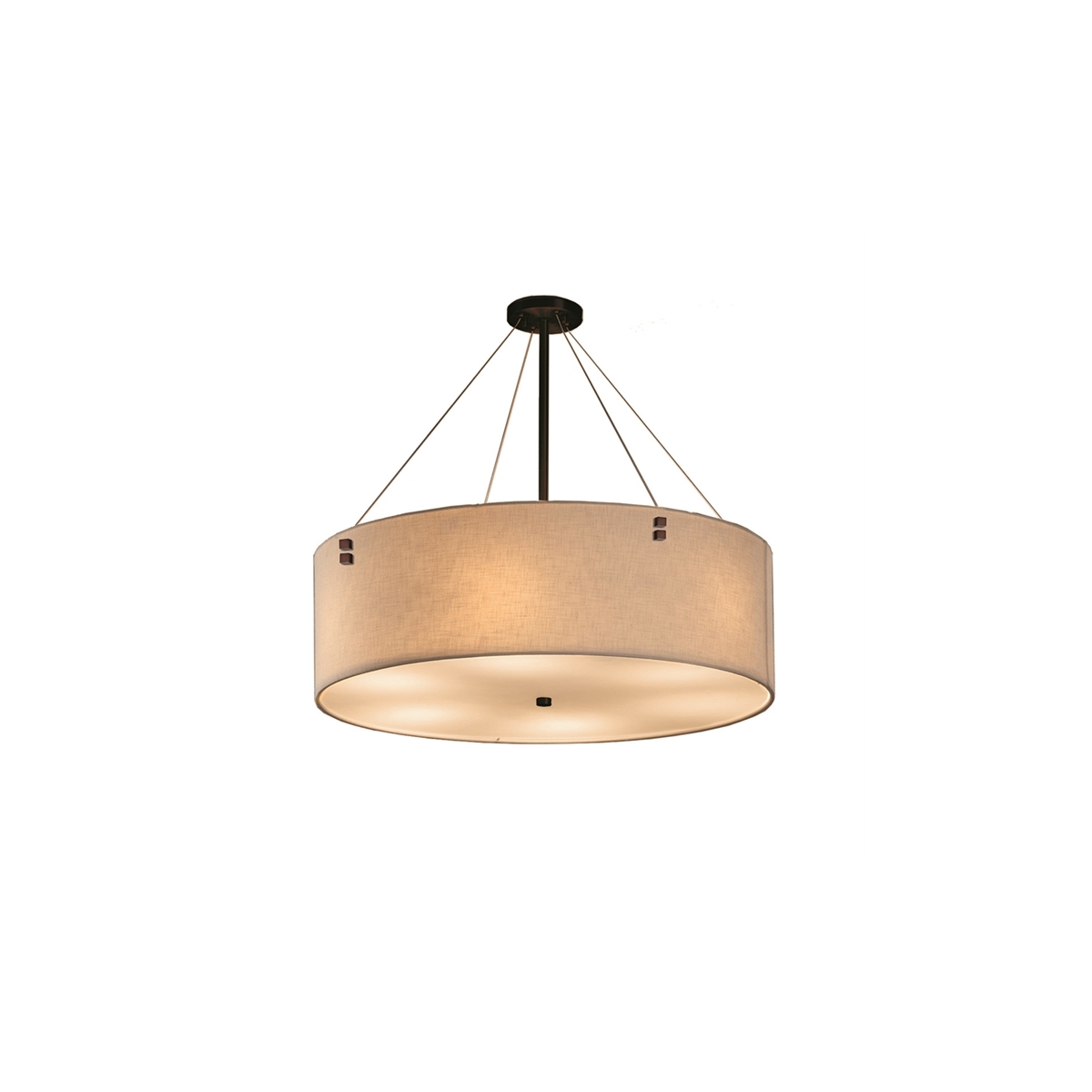 Textile LED 48 inch Dark Bronze Drum Pendant Ceiling Light in Pair of Squares, White, 5600 Lm LED