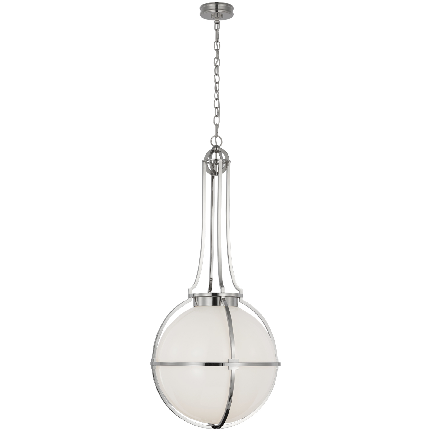 Chapman & Myers Gracie LED 19.25 inch Polished Nickel Captured Globe Pendant Ceiling Light, Large