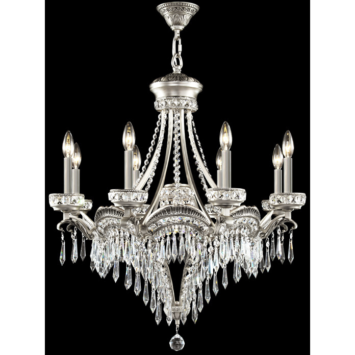 Dynasty Cast Brass 8 Light 30 inch Pewter Chandelier Ceiling Light