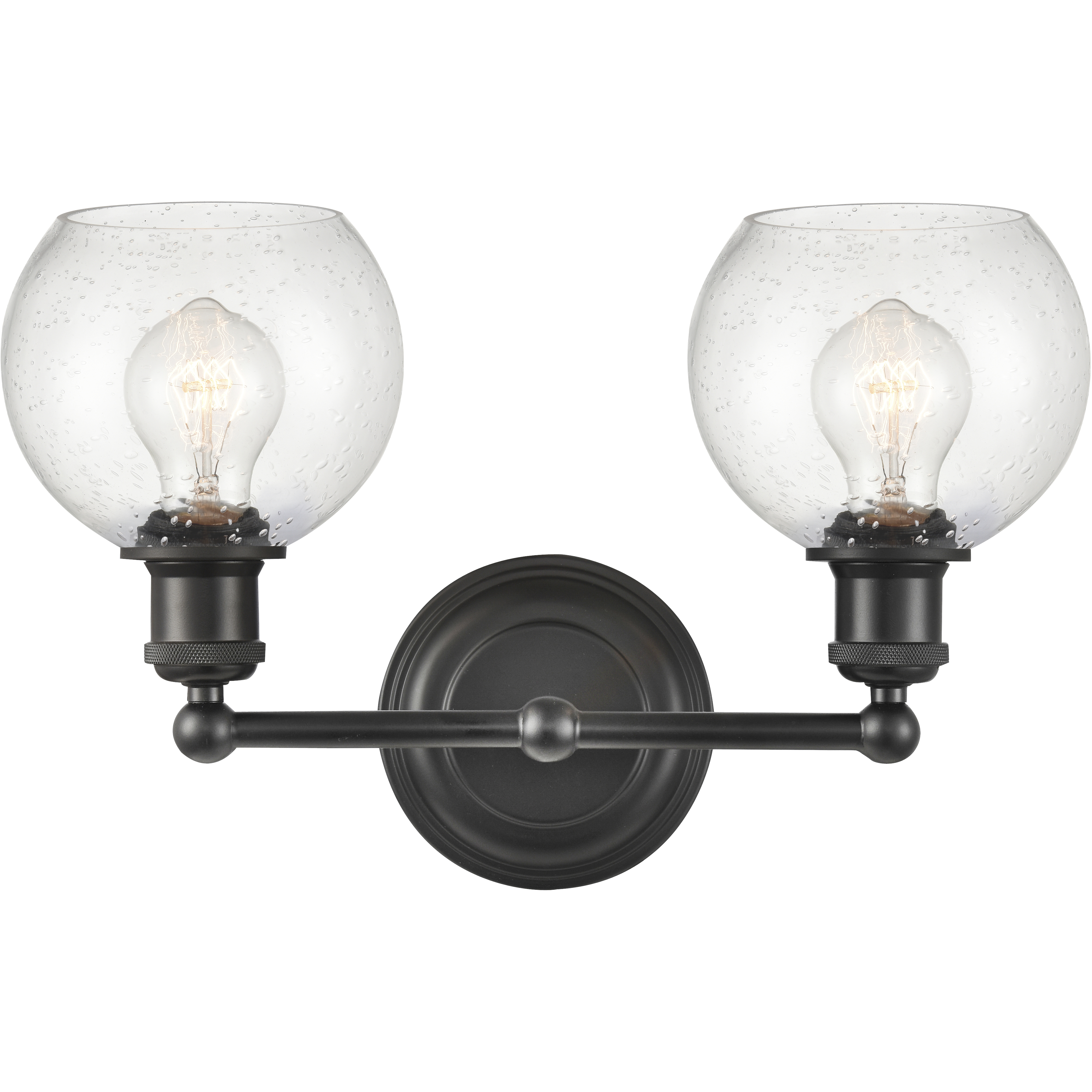 Concord 2 Light 16 inch Matte Black Bath Vanity Light Wall Light in Incandescent, Seedy Glass