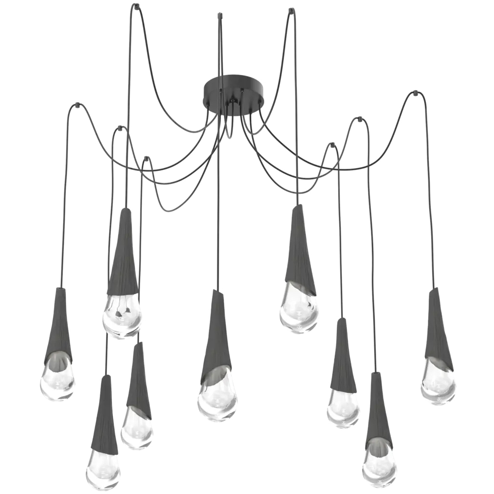 Hailstone LED 13.6 inch Matte Black with Charcoal Swag Multi-Pendant Ceiling Light