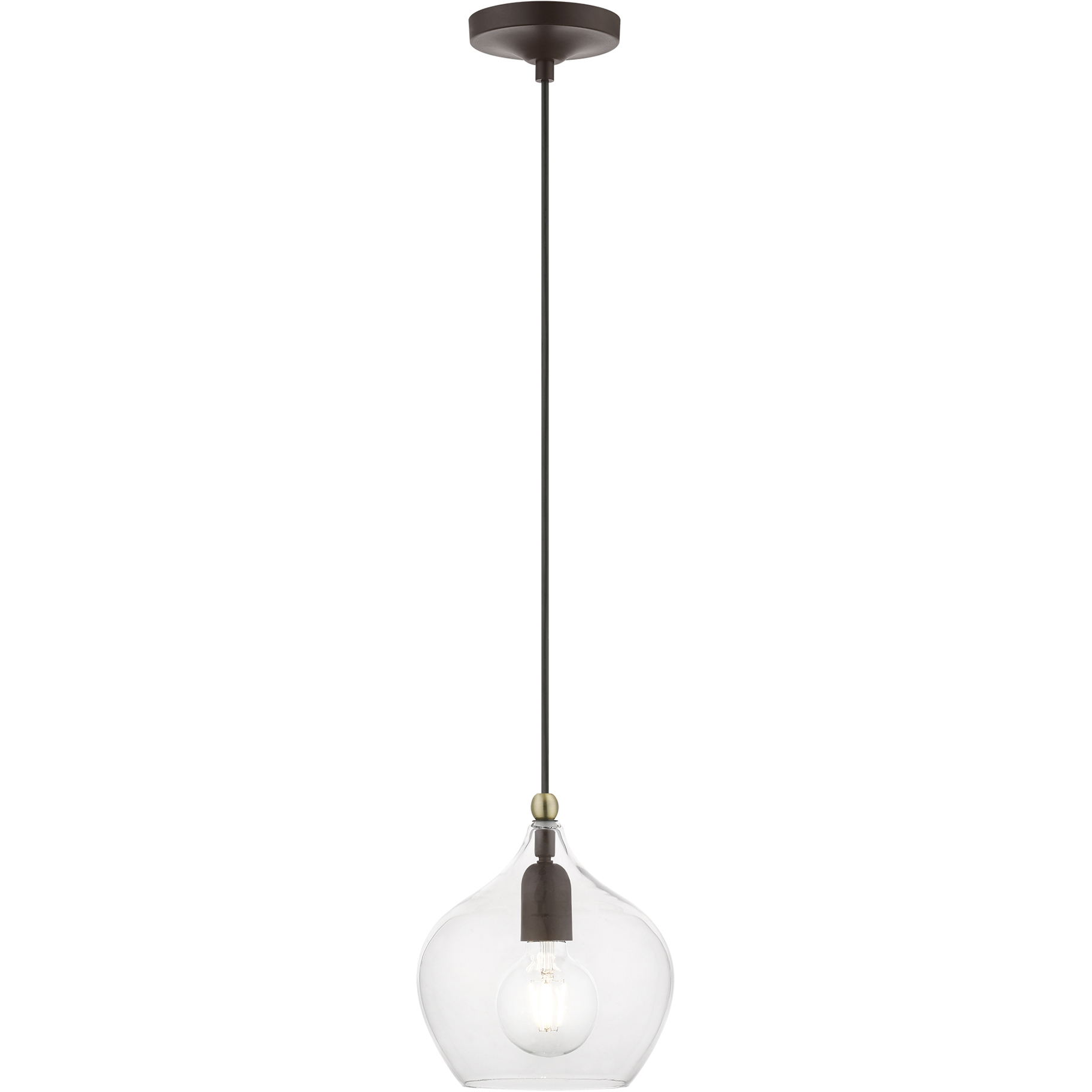 Aldrich 1 Light 8 inch Bronze with Antique Brass Accent Pendant Ceiling Light