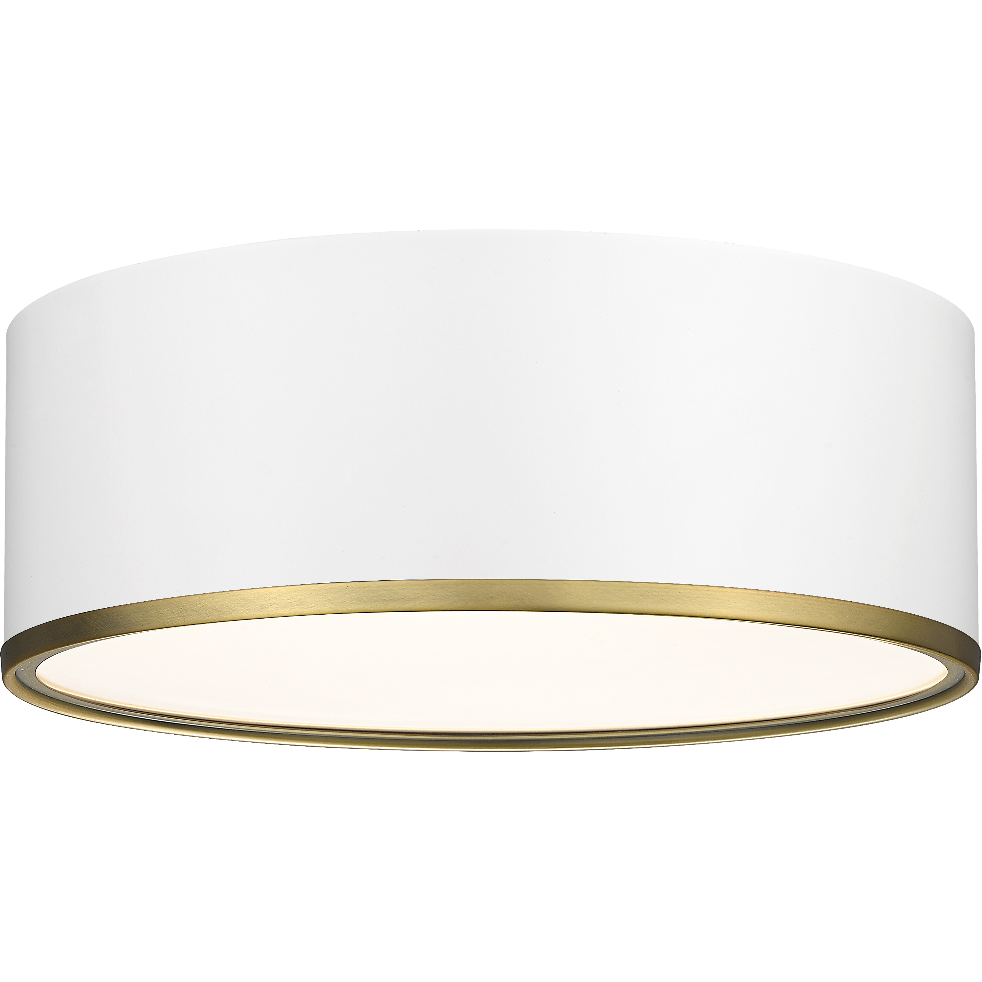 Arlo 3 Light 16 inch Matte White and Rubbed Brass Flush Mount Ceiling Light