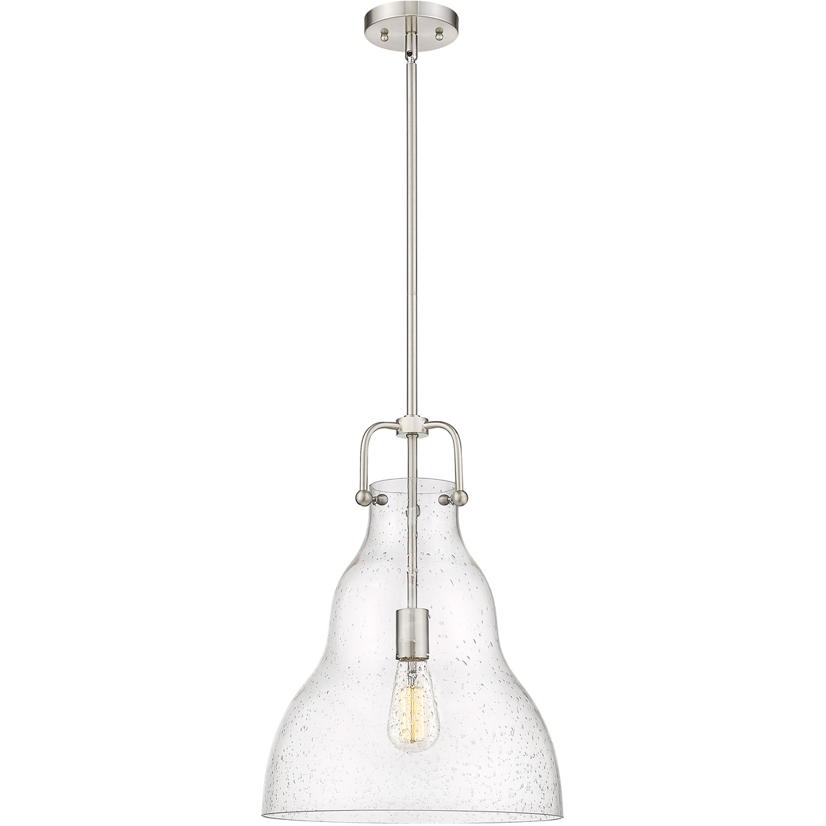 Haverhill 1 Light 14 inch Brushed Satin Nickel Pendant Ceiling Light in Seedy Glass