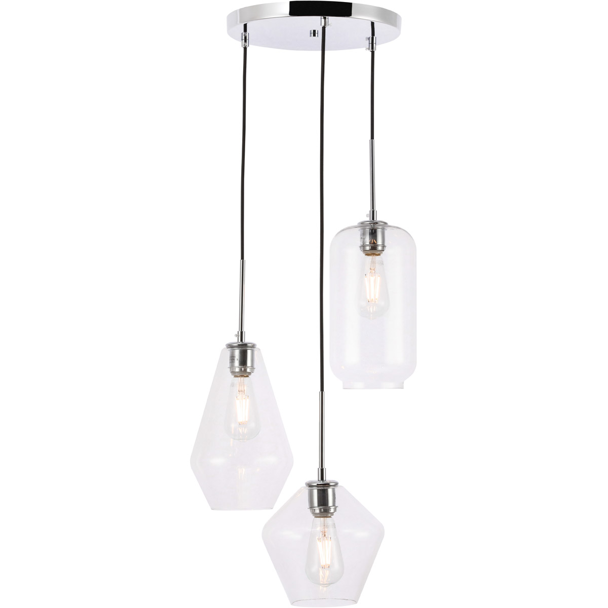 Gene 3 Light 17.3 inch Chrome Pendant Ceiling Light