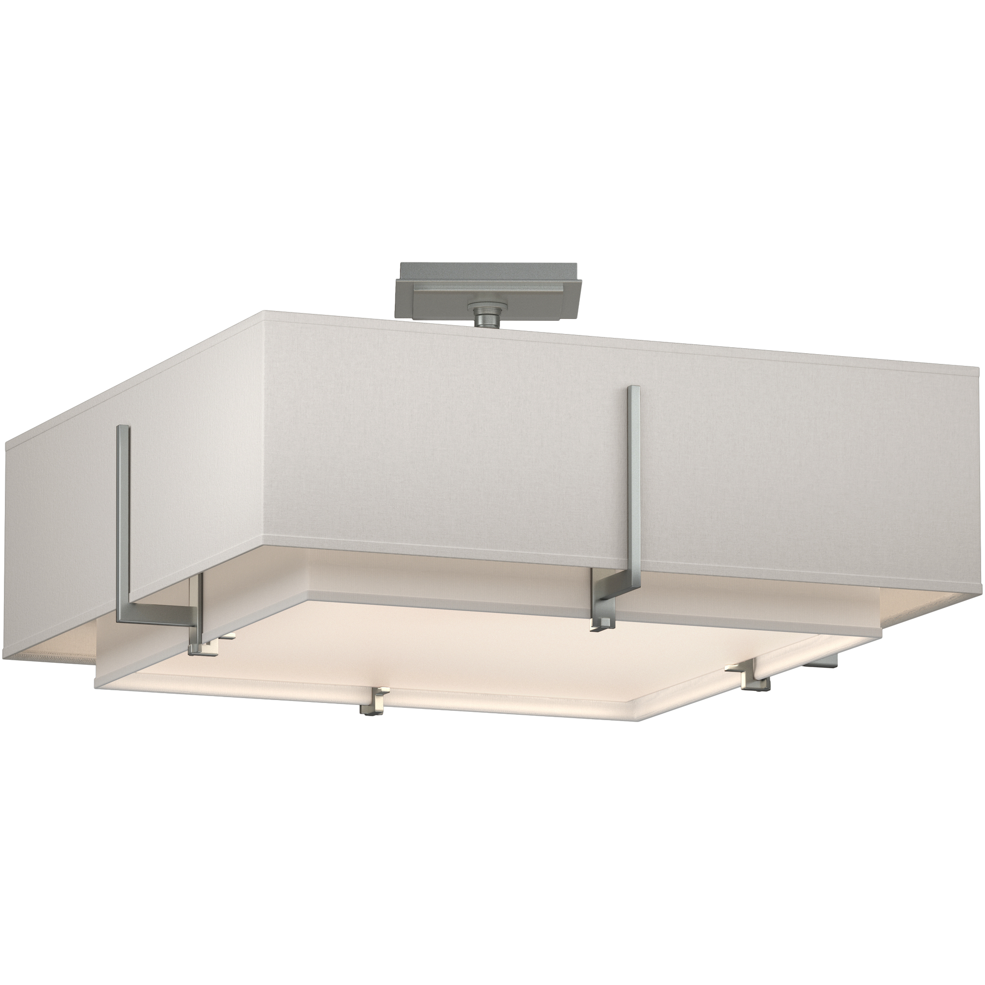 Exos 4 Light 20.6 inch Vintage Platinum Semi-Flush Ceiling Light in Natural Anna/Flax, Square