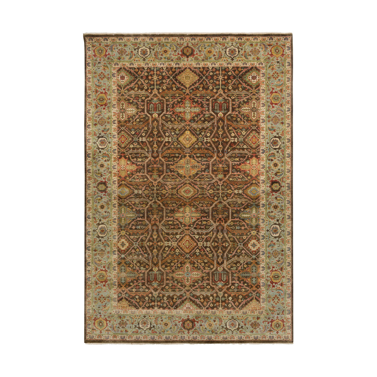 Pazyryk 36 X 24 inch Dark Brown/Sea Foam/Khaki/Rust/Camel Rugs, Wool and Cotton