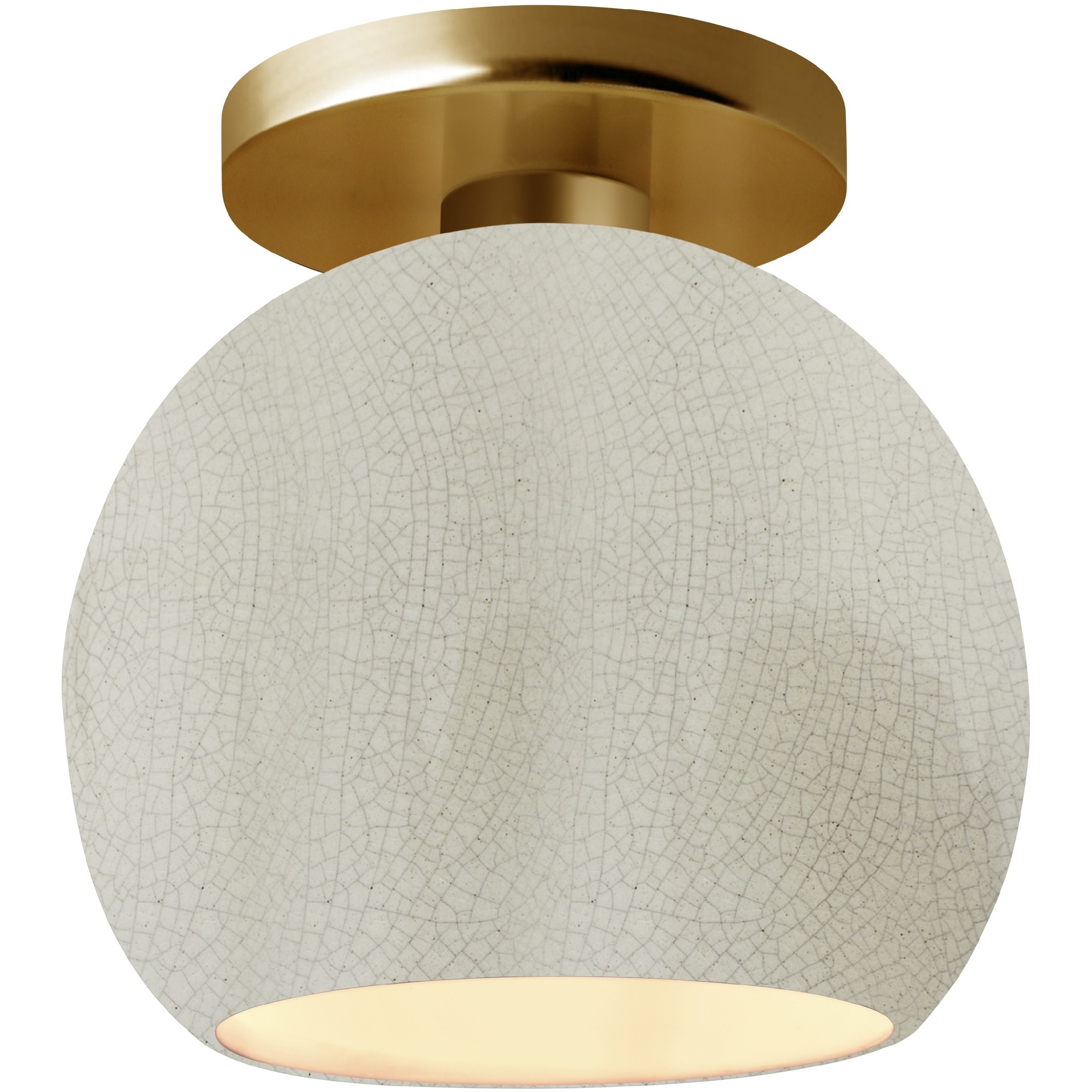 Radiance 1 Light 10 inch White Crackle and Brushed Brass Semi Flush Ceiling Light