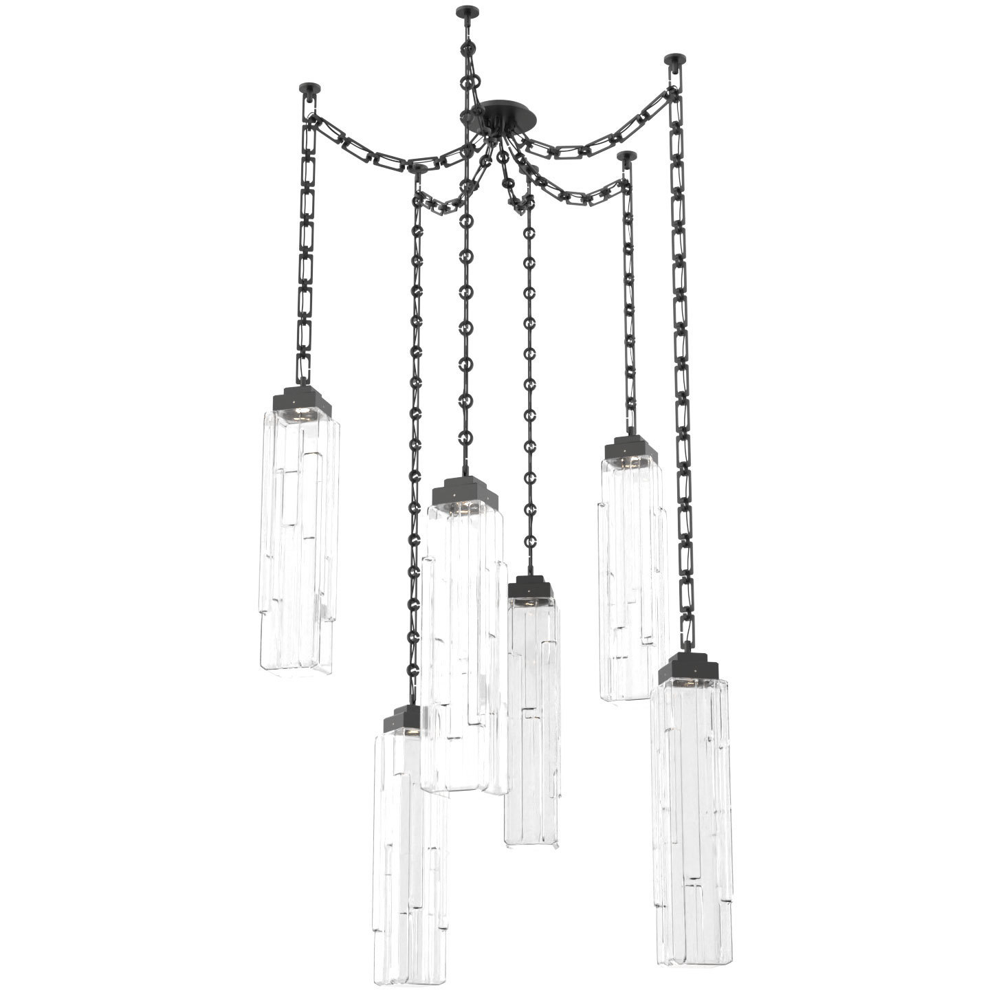 Ledgestone LED 13.5 inch Matte Black Swag Multi-Pendant Ceiling Light in 3000K LED, Rectangular Chain