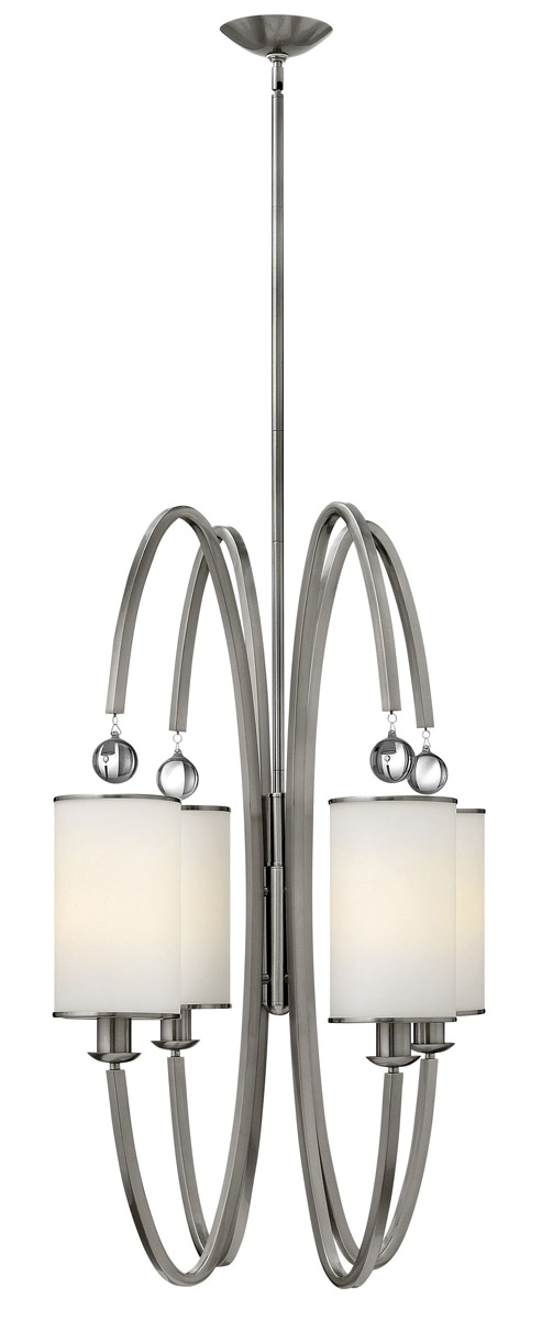 Monaco 4 Light 26.75 inch Brushed Nickel Foyer Ceiling Light, Etched Opal Glass