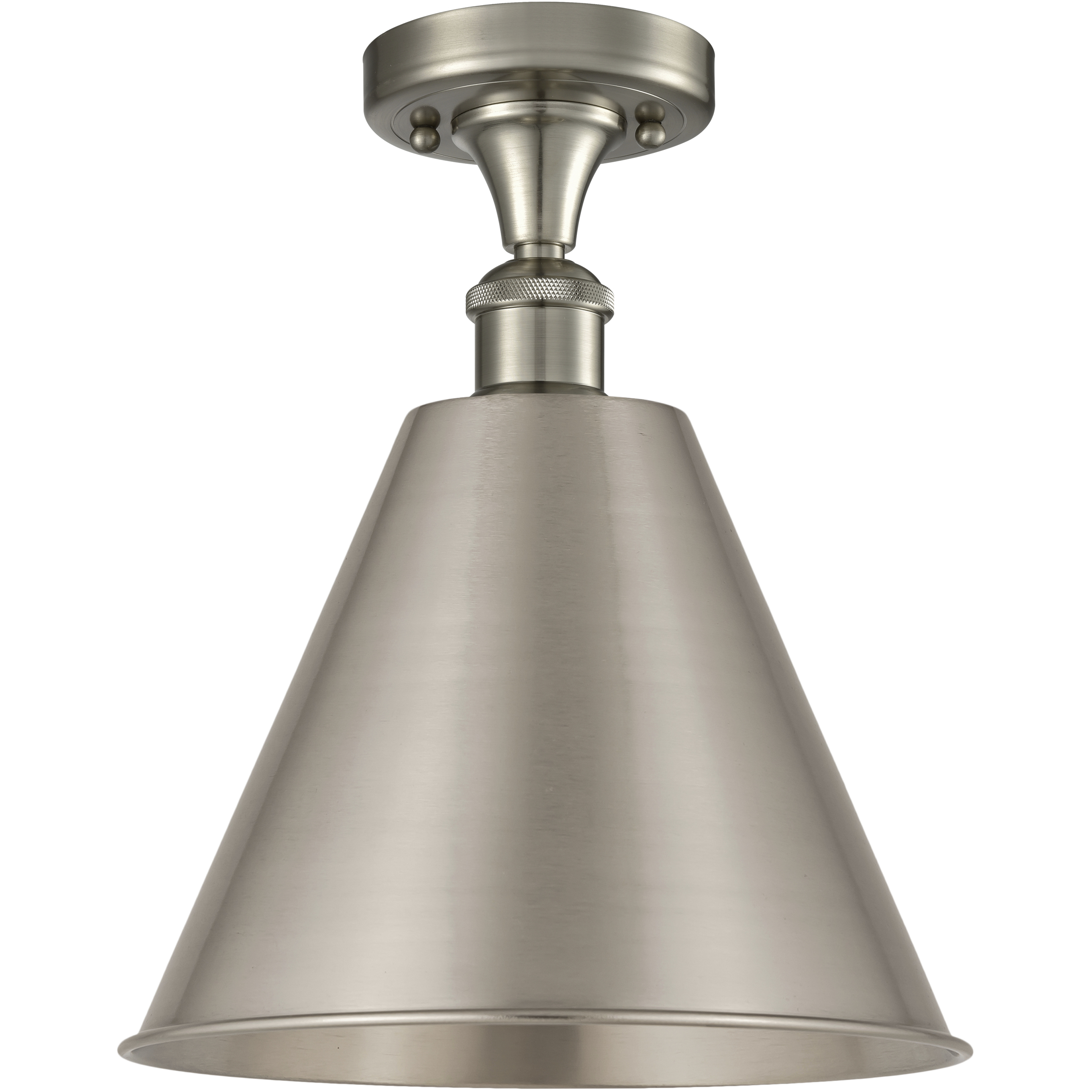Edison Cone 1 Light 12 inch Brushed Satin Nickel Semi-Flush Mount Ceiling Light