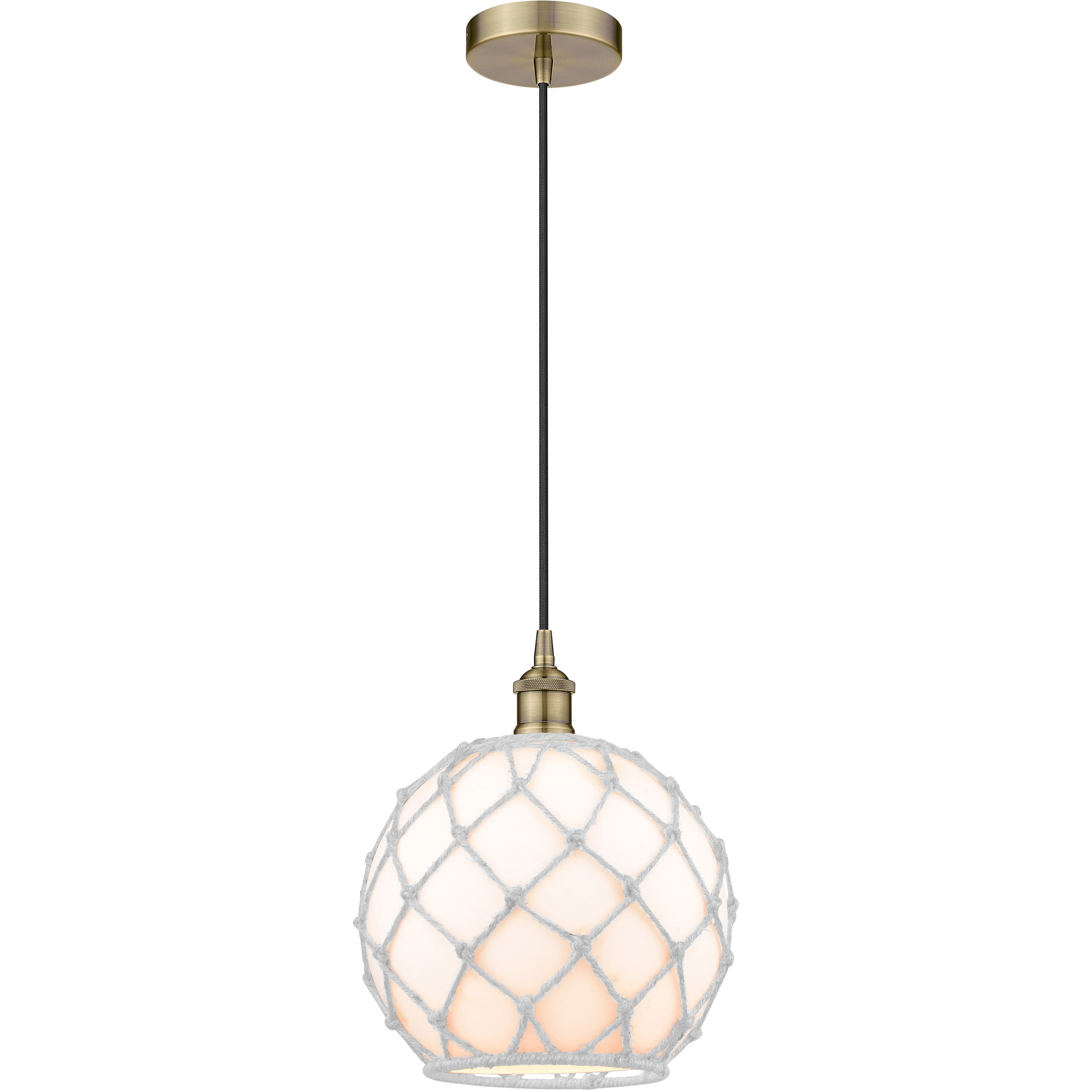 Edison 1 Light 10 inch Antique Brass and White Mini Pendant Ceiling Light