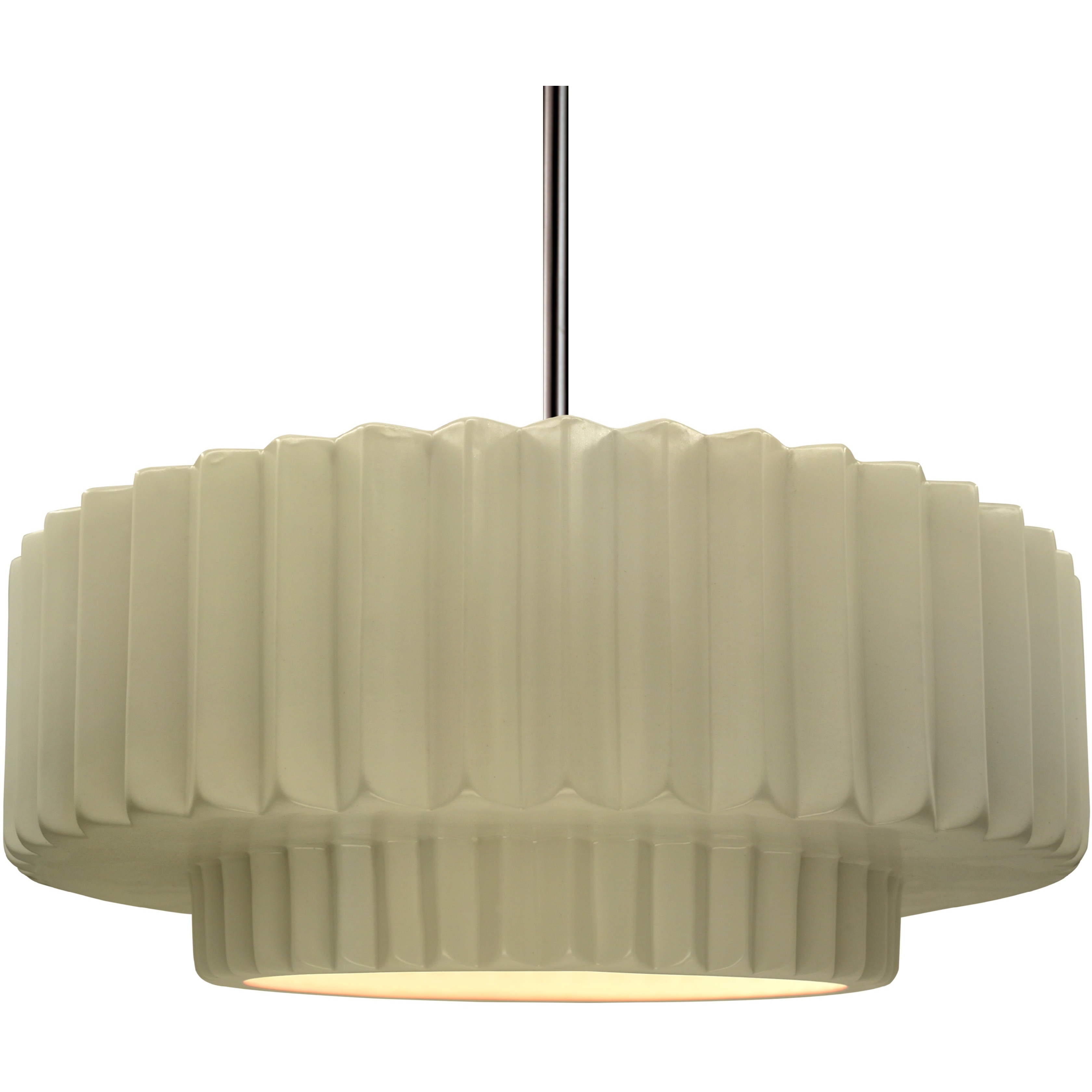 Radiance Collection - Pleated Tier Pendant Ceiling Light in Brushed Nickel, Dedicated LED, Black Cord, Vanilla Gloss, 16.25W x 6H, Form+Finish+Function
