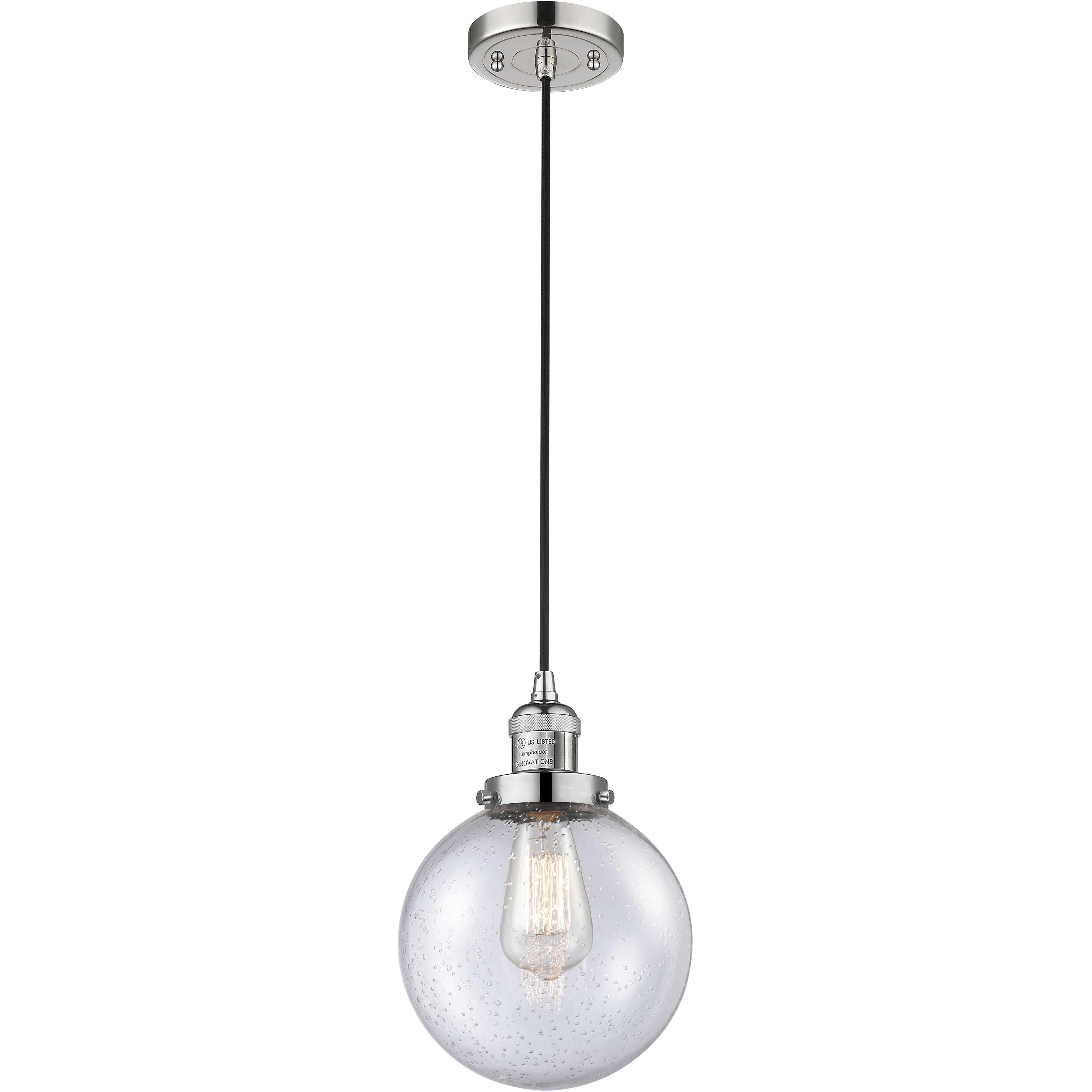 Franklin Restoration Beacon 1 Light 8 inch Polished Nickel Mini Pendant Ceiling Light in Incandescent, Seedy, Franklin Restoration