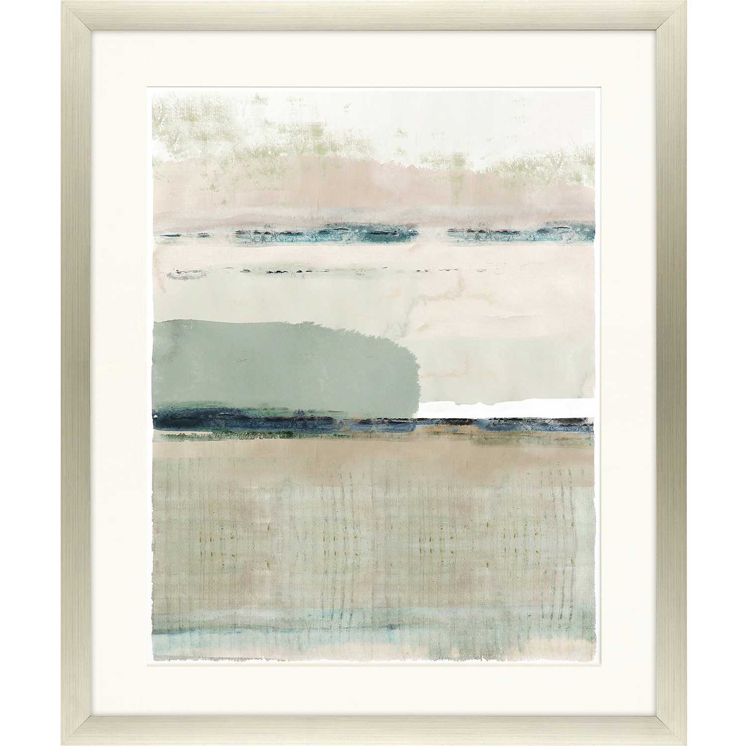 Miles Away Green and Beige and Neutral and Pink Framed Art