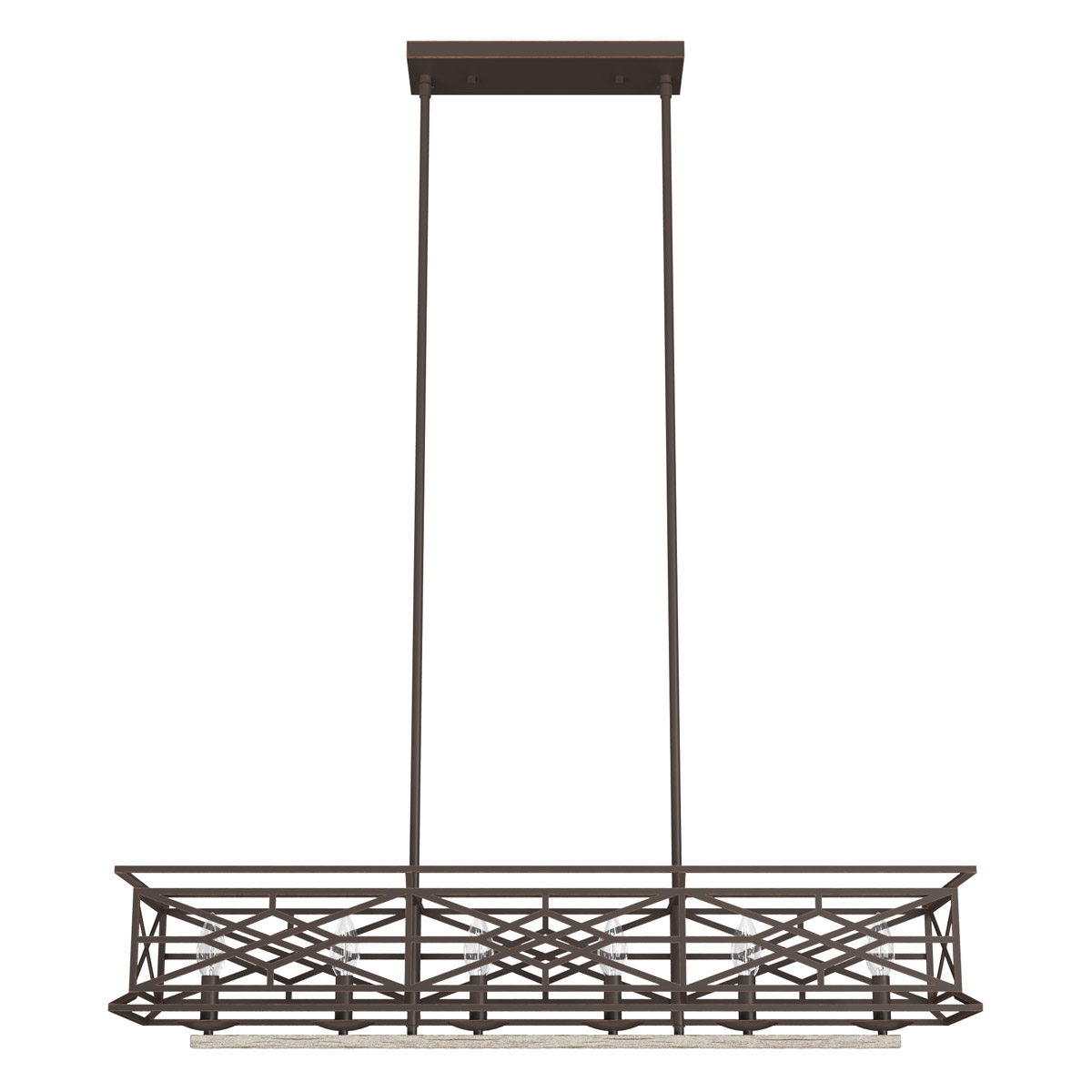 Langwood 6 Light 40.25 inch Onyx Bengal Linear Chandelier Ceiling Light