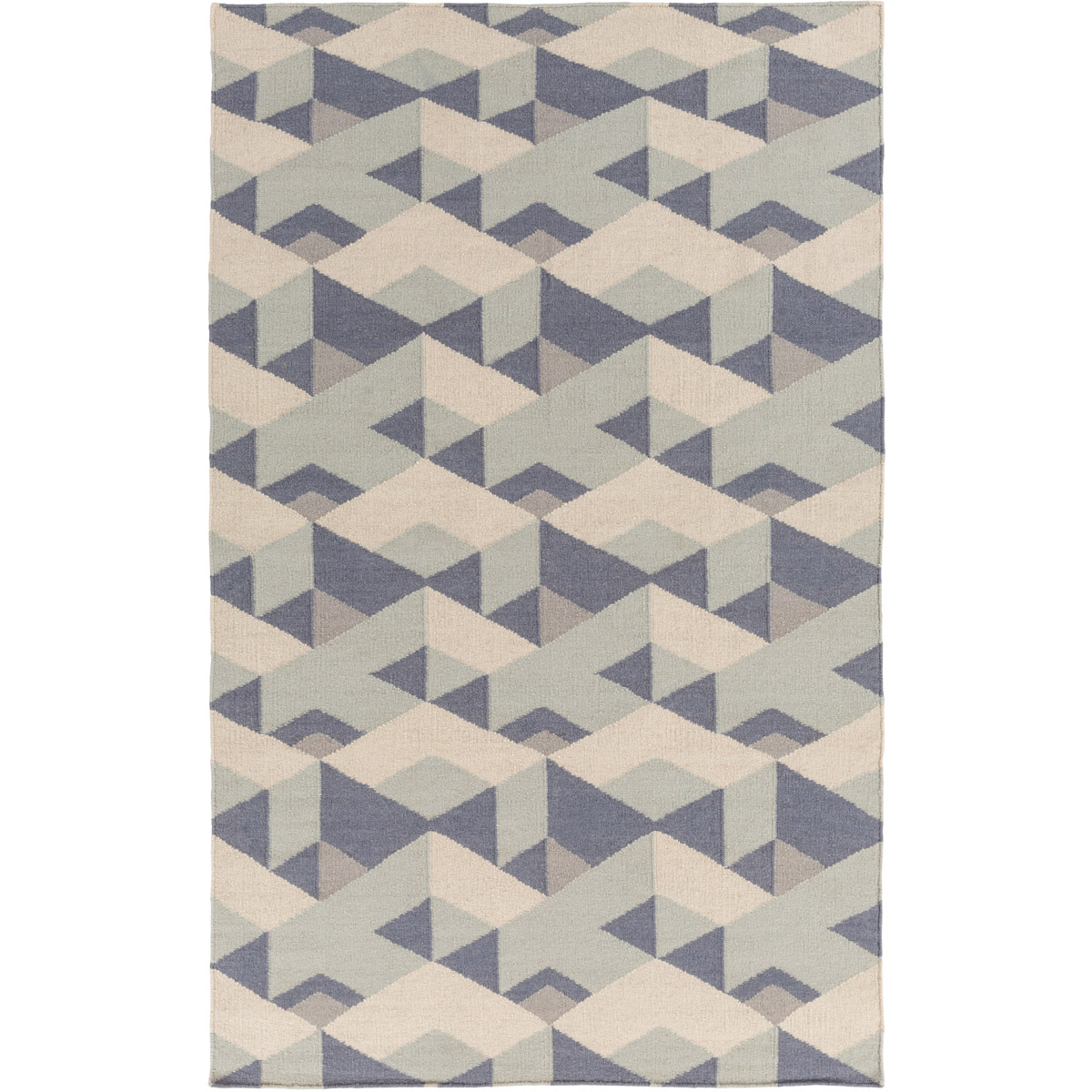 Rivington 90 X 60 inch Blue and Gray Area Rug, Wool and Cotton