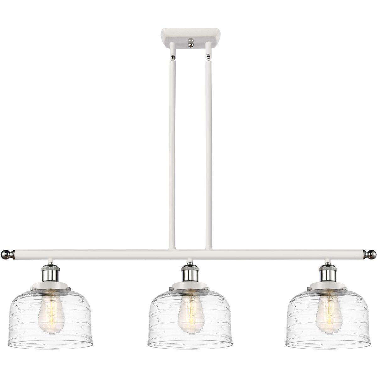 Ballston Bell 3 Light 36 inch White and Polished Chrome Island Light Ceiling Light