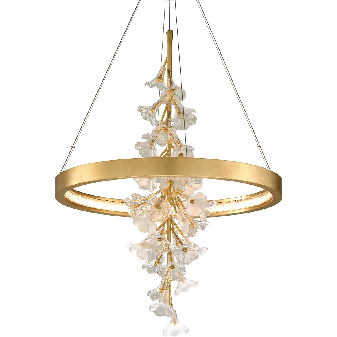 Jasmine LED 28 inch Gold Leaf Chandelier Ceiling Light
