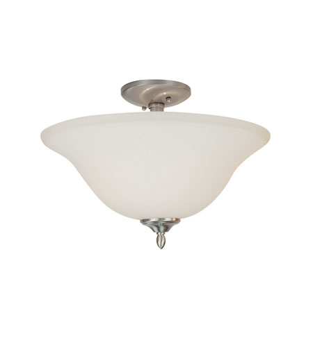 Farmhouse 2 Light 13 inch Brushed Nickel Semi-Flush Mount Ceiling Light in Frosted
