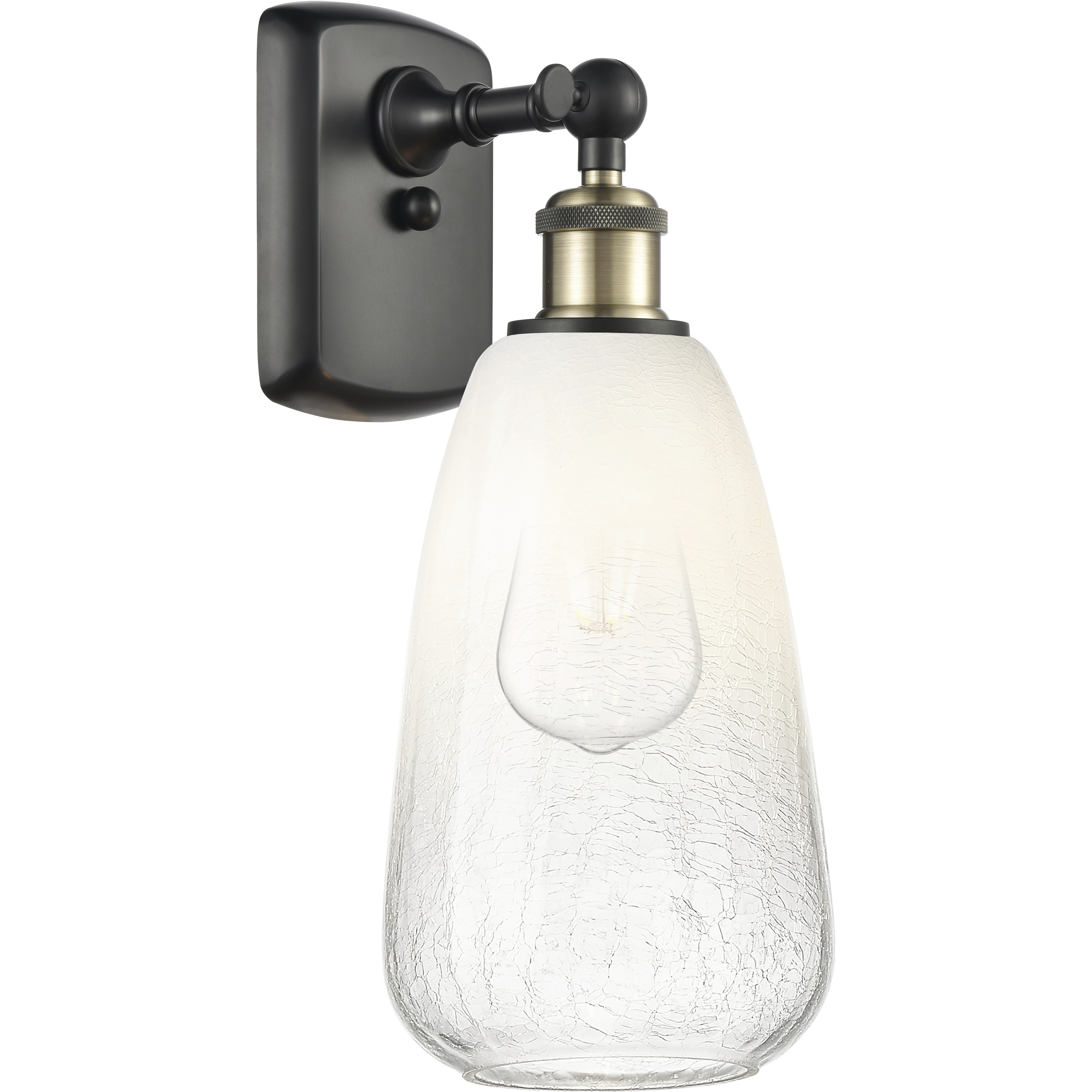 Ballston Brookhaven Almond Armed Sconce Wall Light in Black Antique Brass, Opal Glass