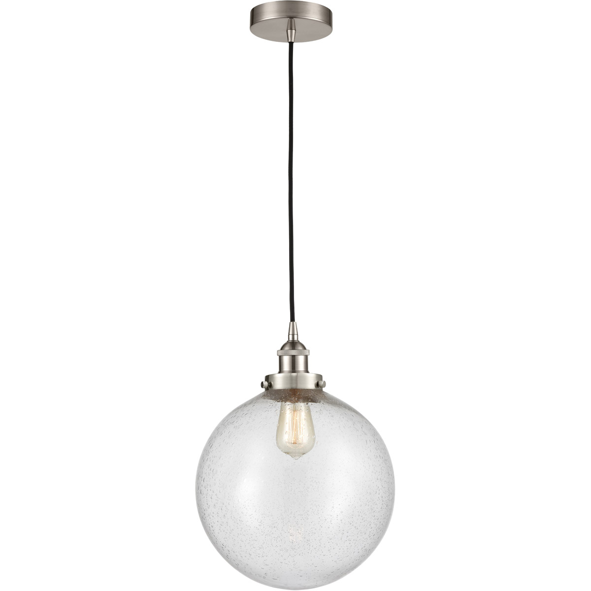 Edison Beacon 1 Light 12 inch Brushed Satin Nickel Mini Pendant Ceiling Light