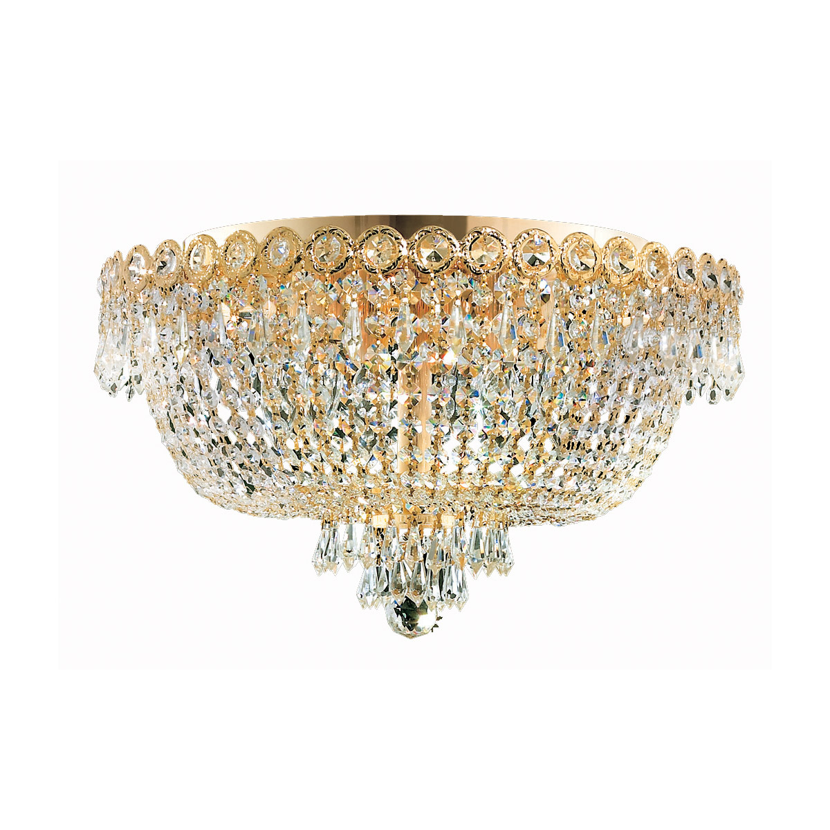 Century 6 Light 18 inch Gold Flush Mount Ceiling Light in Royal Cut