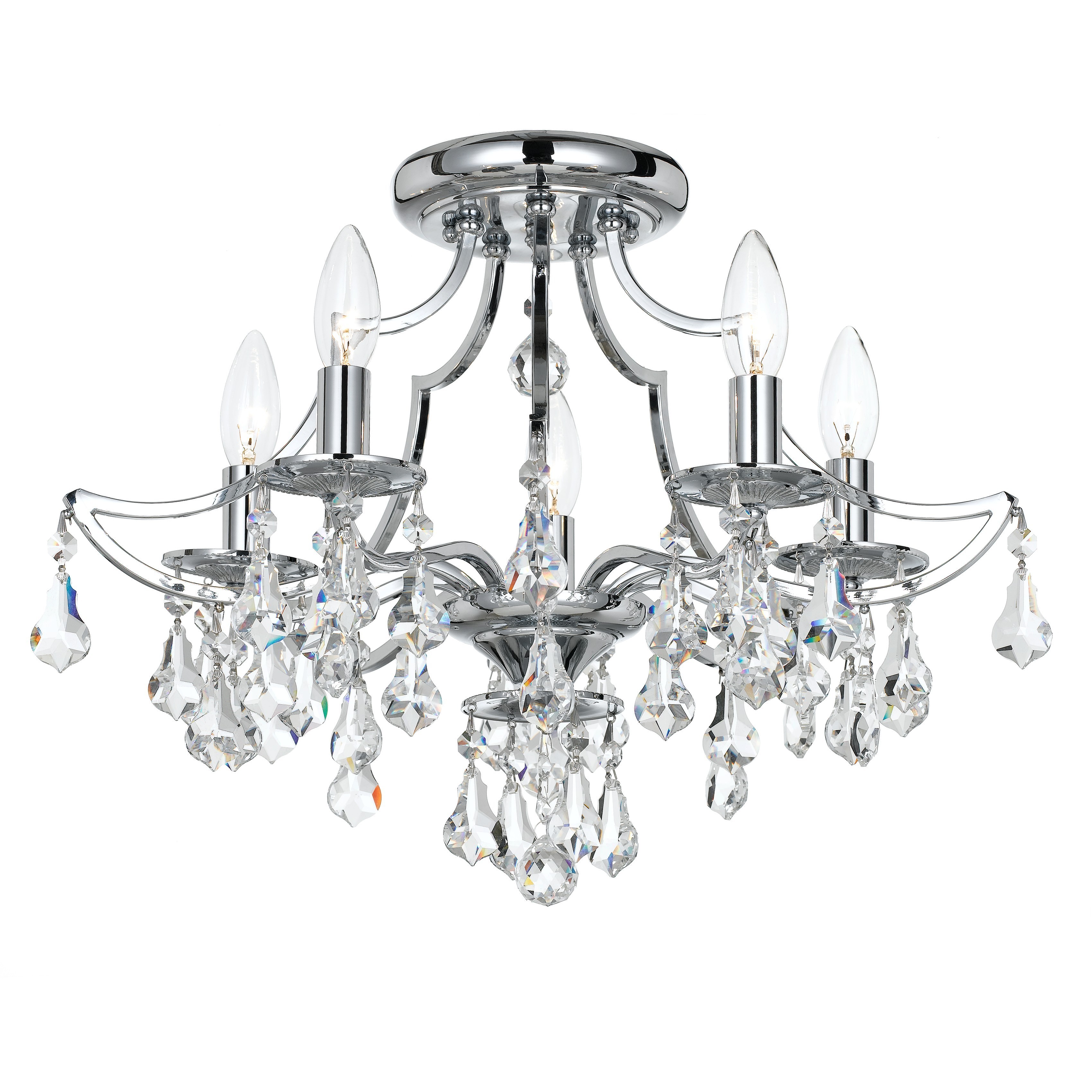Cedar 5 Light 18.5 inch Polished Chrome Semi Flush Ceiling Light in Clear Swarovski Strass