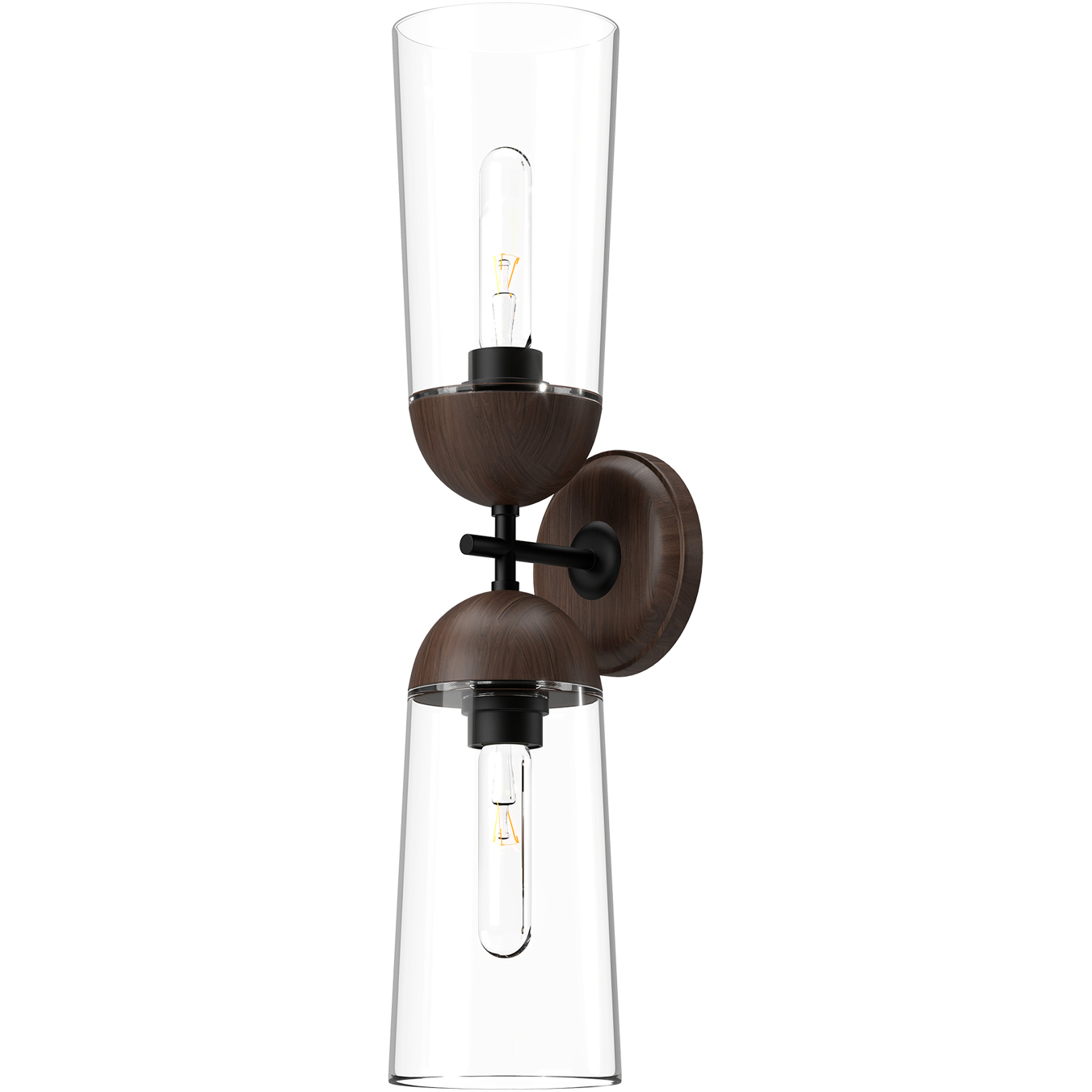 Alora Mood Emil 2 Light 5 inch Matte Black Wall/Vanity Light Wall Light in Matte Black and Walnut