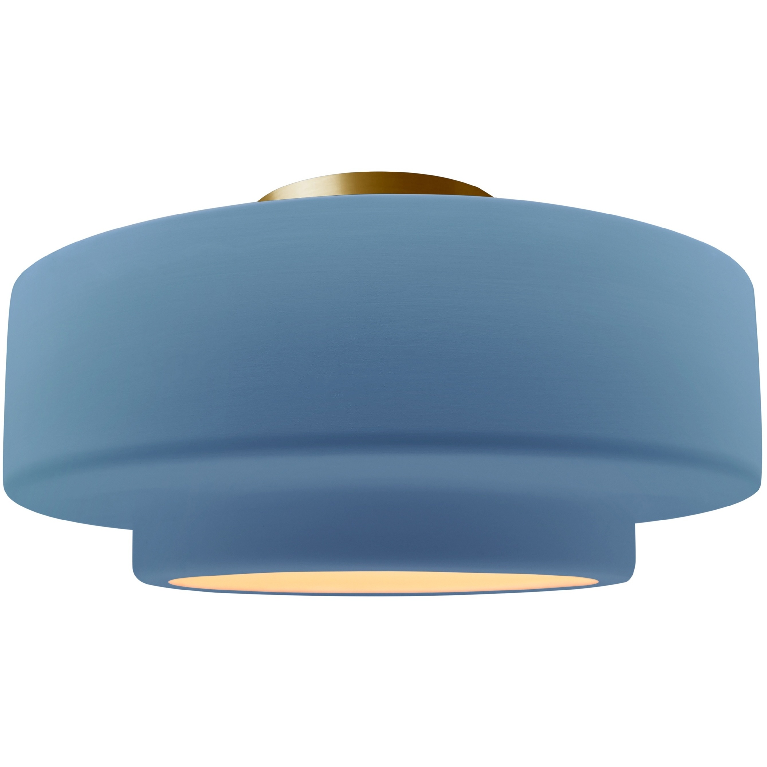 Radiance Collection - Tier LED 16.5 inch Sky Blue and Brushed Brass Semi-Flush Ceiling Light in Dedicated LED, 16.5W x 8H, Form+Finish+Function
