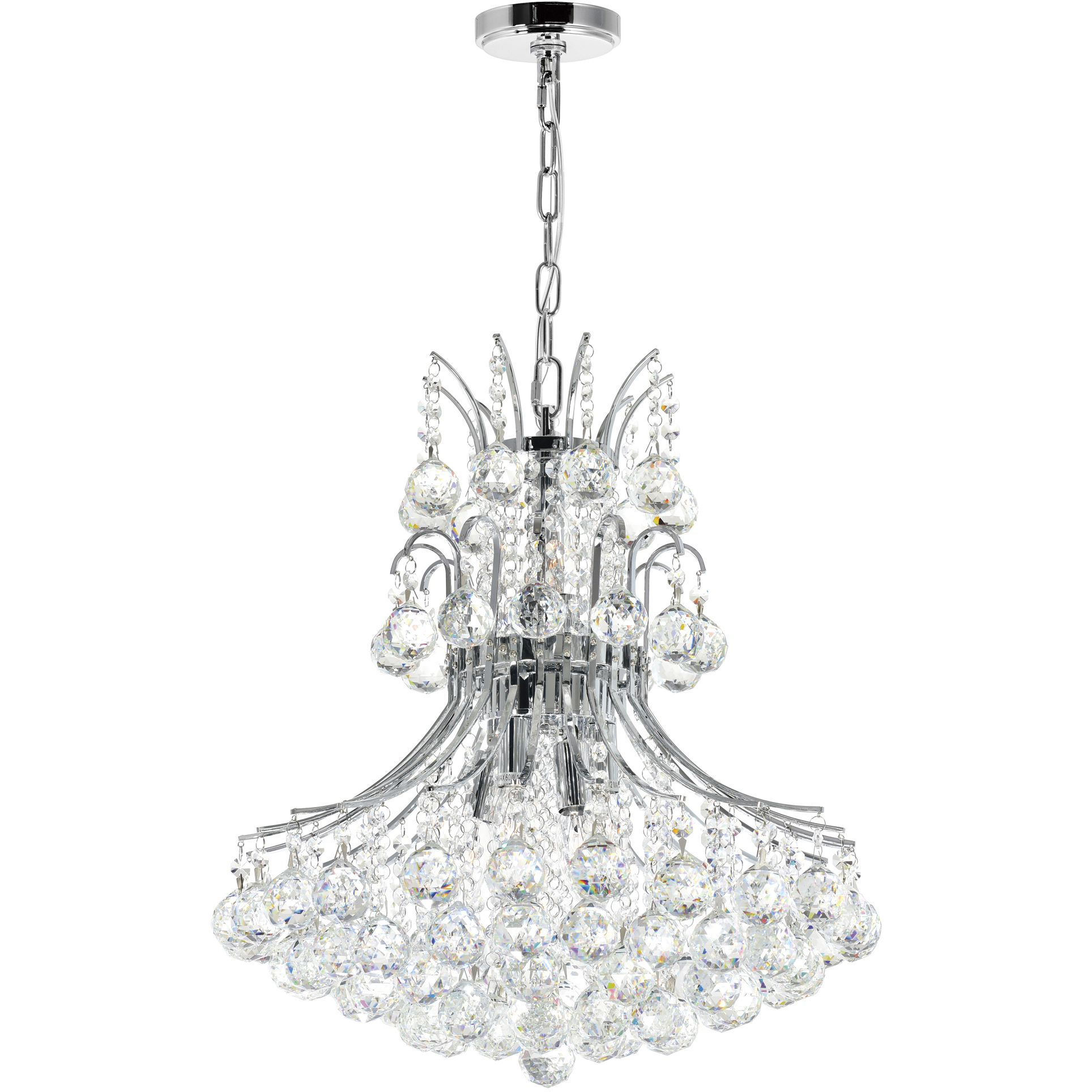 Princess 8 Light 20 inch Chrome Down Chandelier Ceiling Light