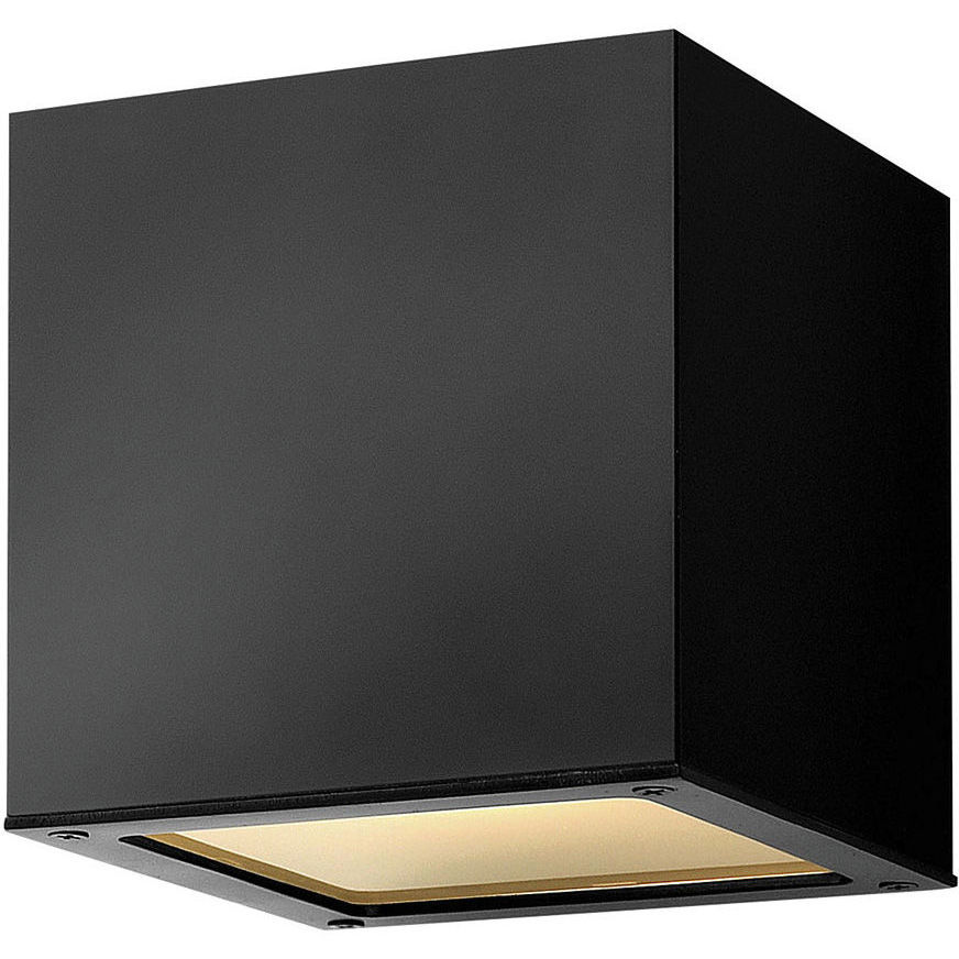 Kube LED 6 inch Satin Black Outdoor Wall Mount Lantern, Down Light