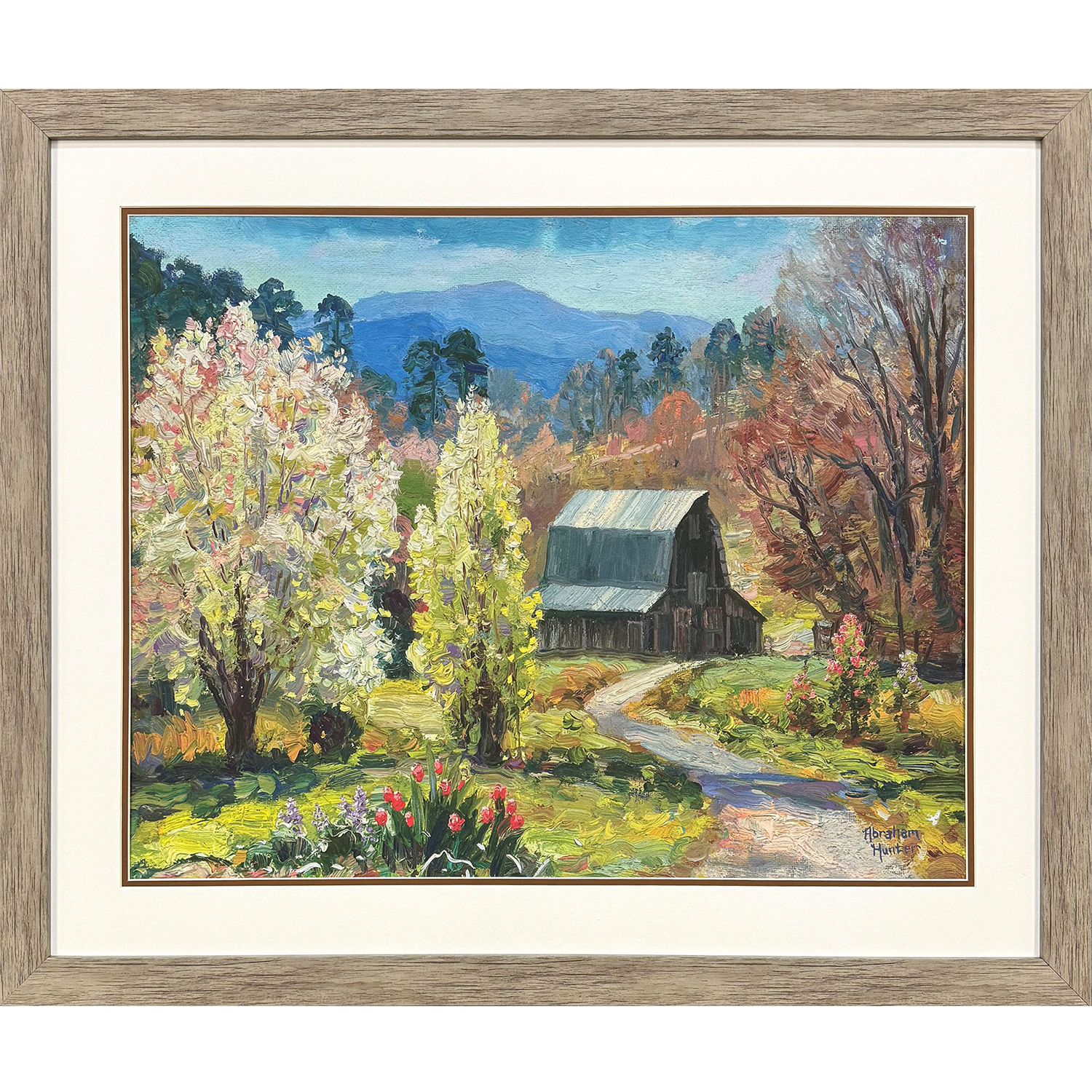Spring Plein Green and Blue and Brown Framed Art, Propac