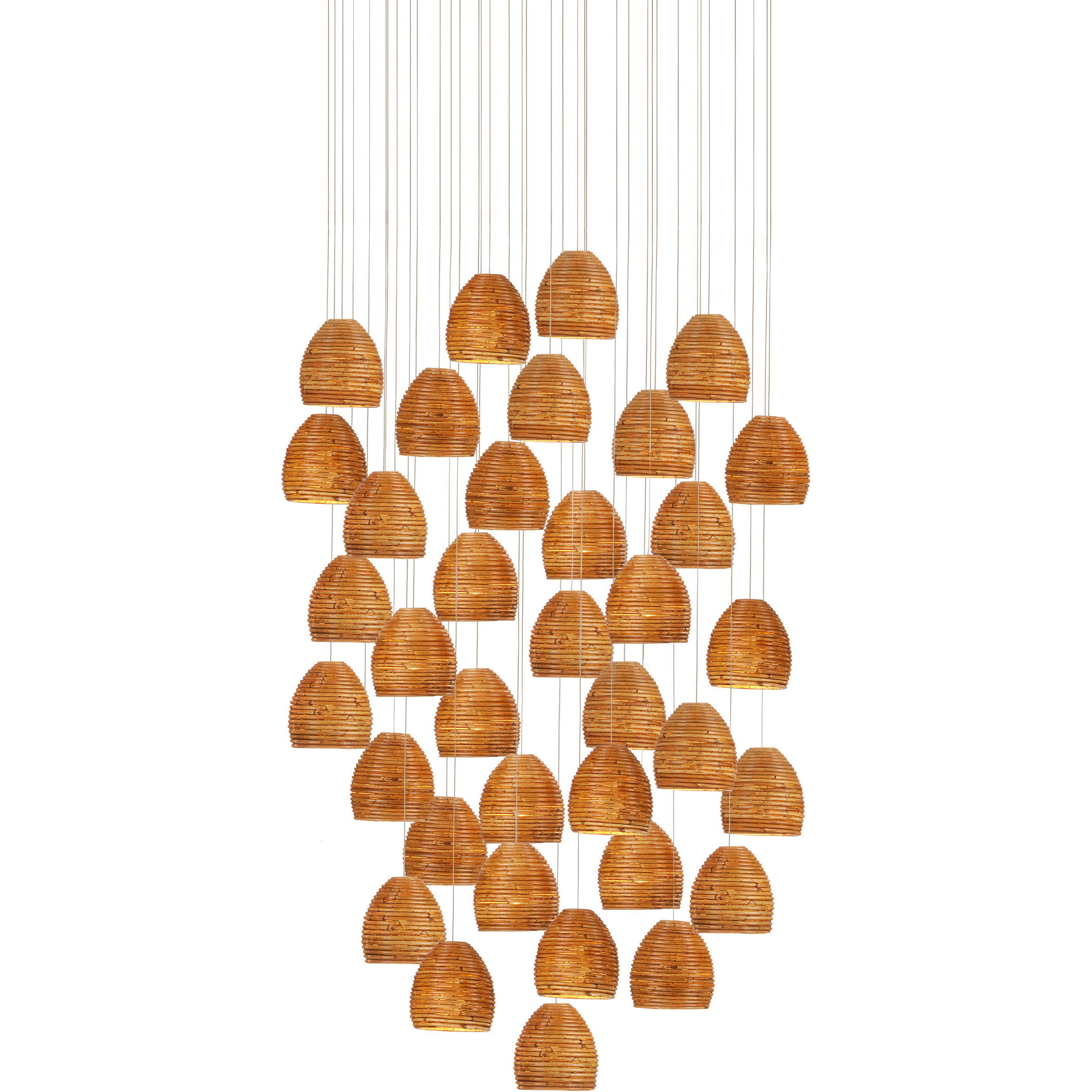 Beehive 36 Light 37 inch Silver Multi-Drop Pendant Ceiling Light