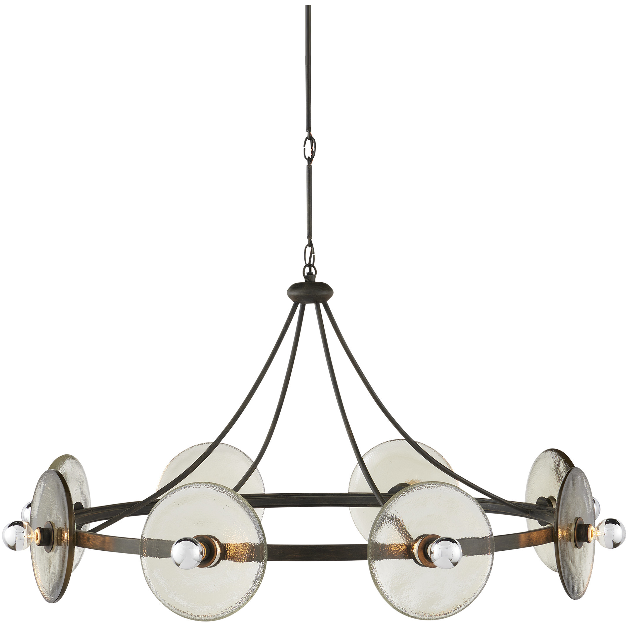 Circumstellar 8 Light 37.25 inch Black Iron Disc Chandelier Ceiling Light