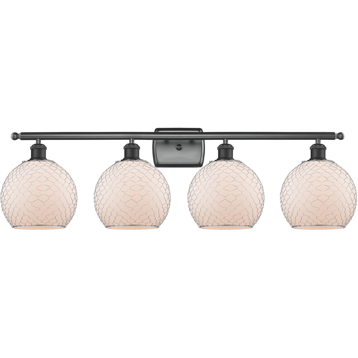 Ballston Farmhouse Chicken Wire 4 Light 36 inch Matte Black Bath Vanity Light Wall Light, Ballston