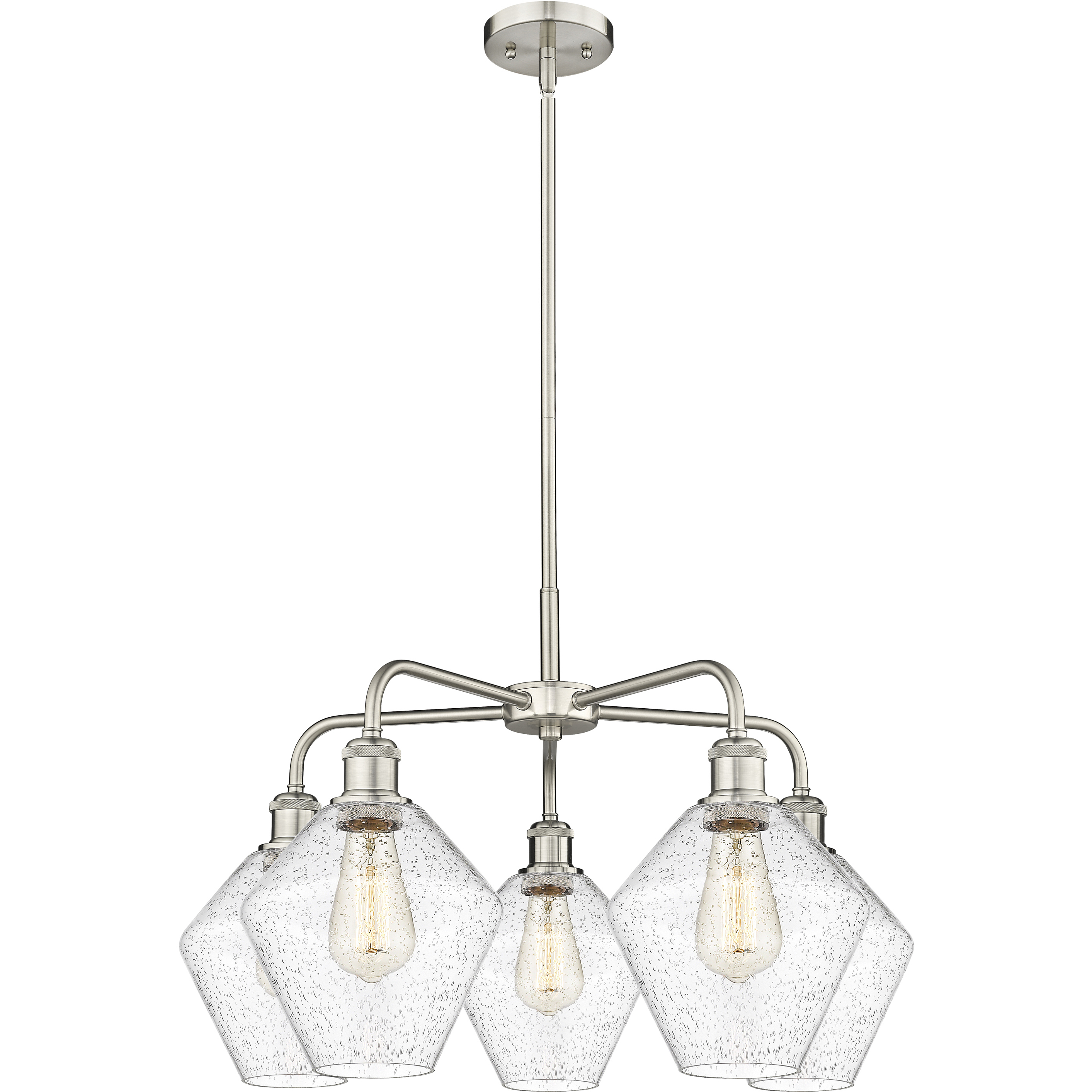 Cindyrella 5 Light 26 inch Satin Nickel Chandelier Ceiling Light in Seedy Glass