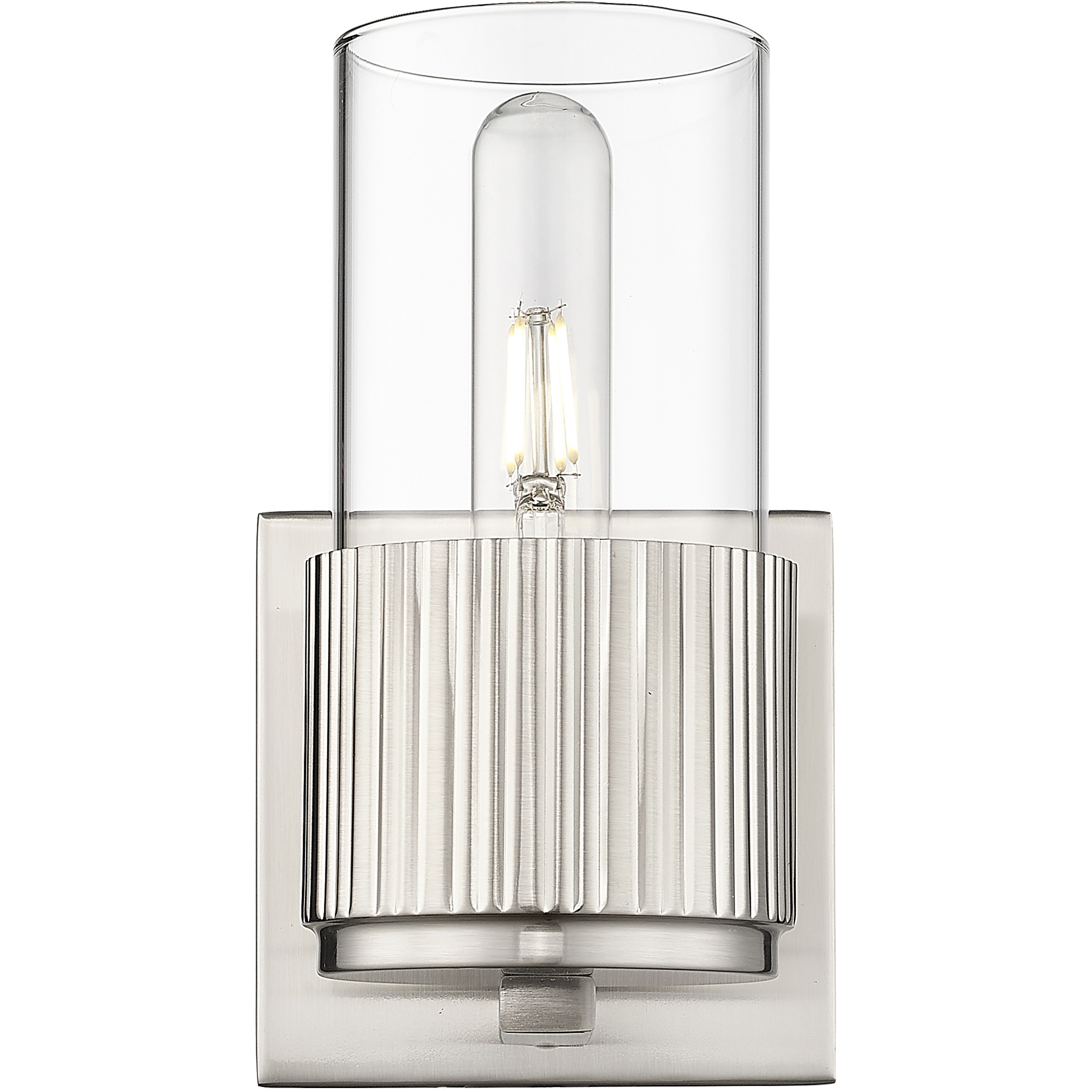 Bolivar 1 Light 4 inch Satin Nickel Sconce Wall Light in Clear Glass