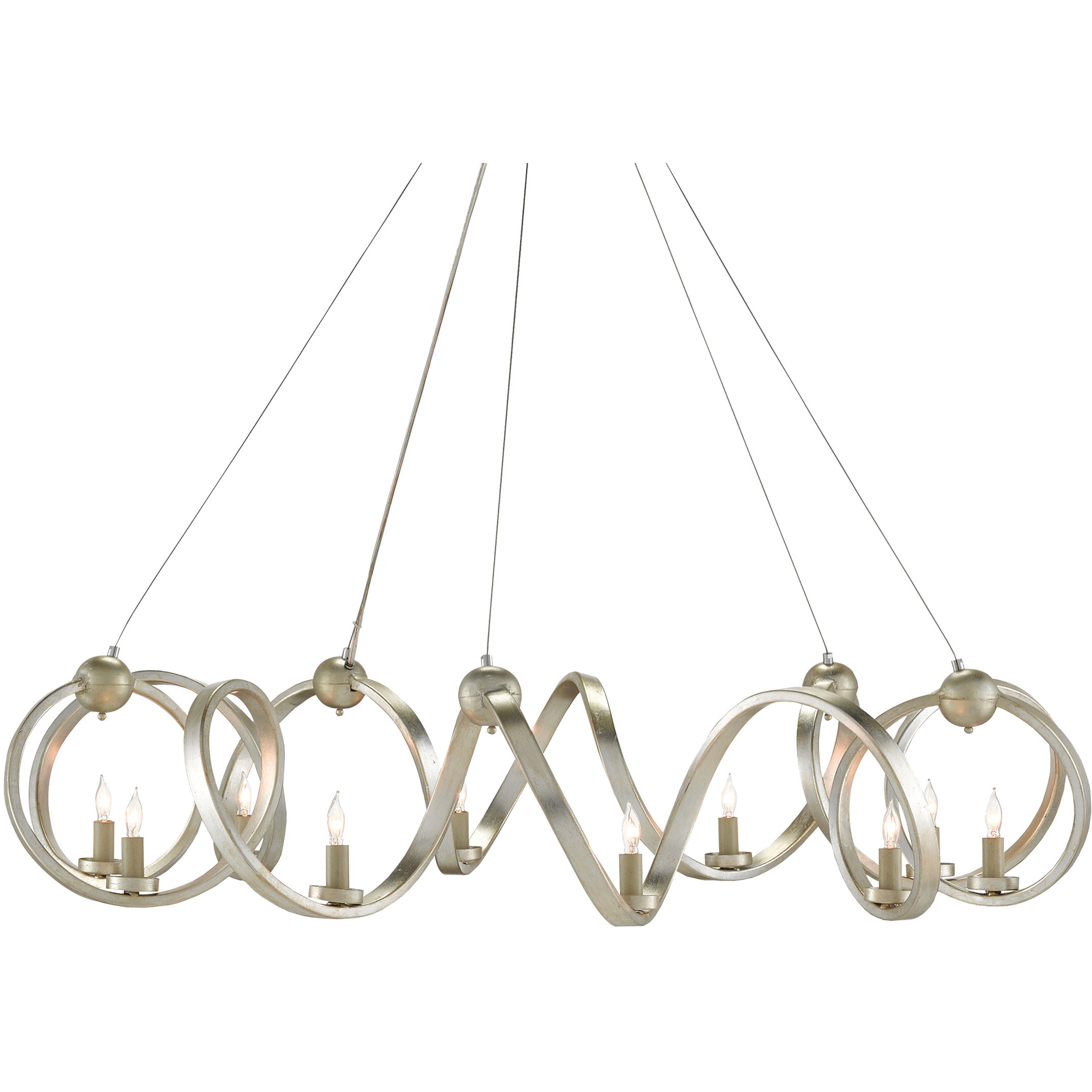 Ringmaster 10 Light 46 inch Contemporary Silver Leaf Chandelier Ceiling Light