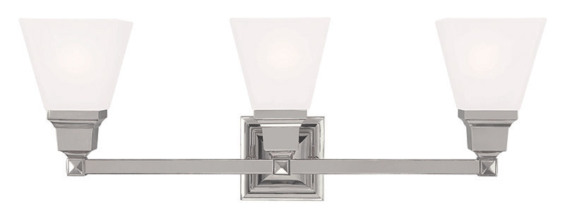 Mission 3 Light 25.25 inch Polished Nickel Bath Vanity Wall Light