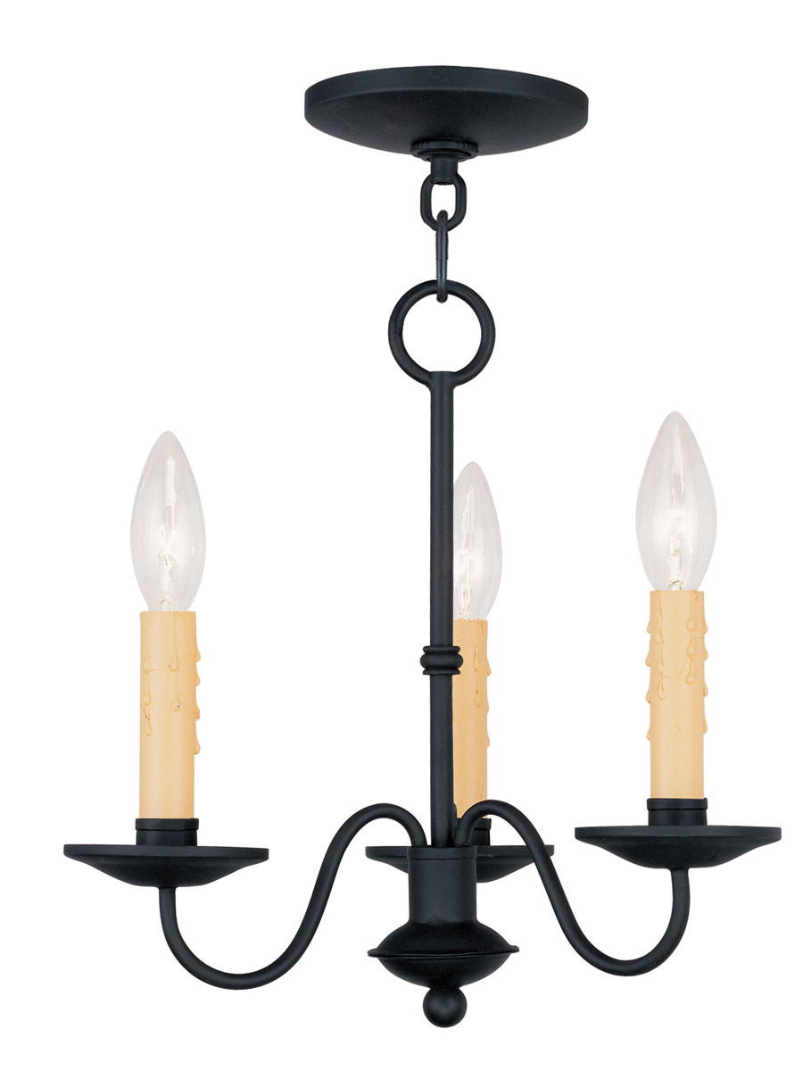 Heritage 3 Light 12.5 inch Black Mini Chandelier Ceiling Light