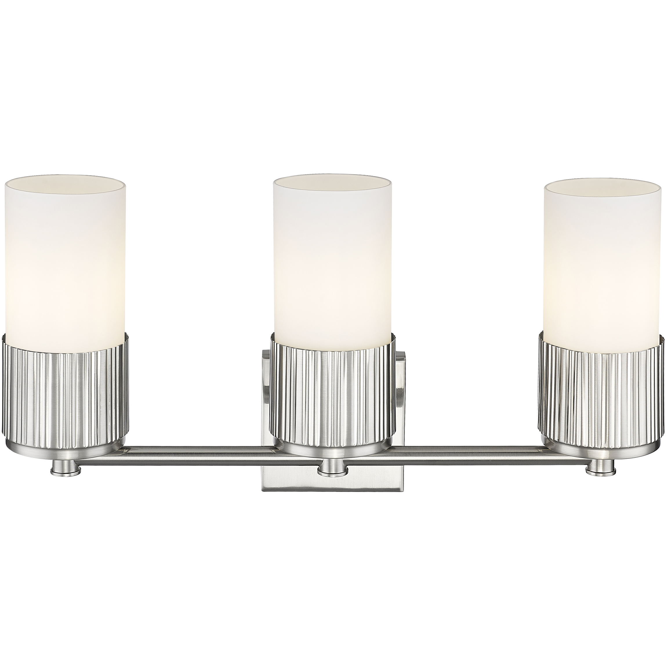 Bolivar 3 Light 20.5 inch Satin Nickel Bath Vanity Light Wall Light in Matte White Glass