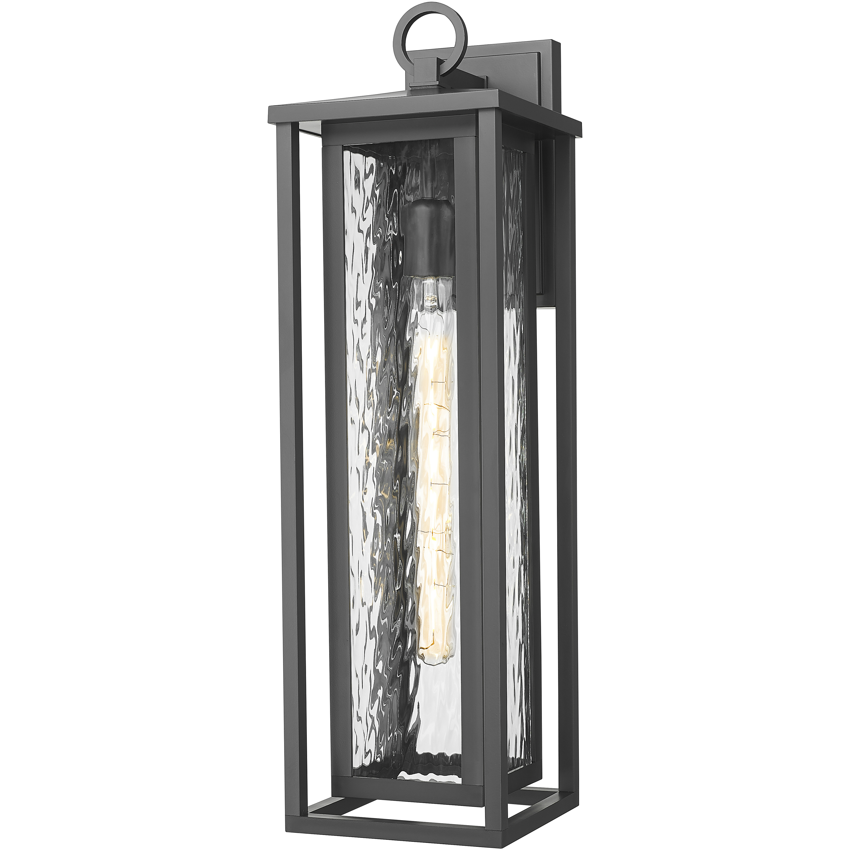Ashland 1 Light 23 inch Matte Black Outdoor Sconce in Waterglass