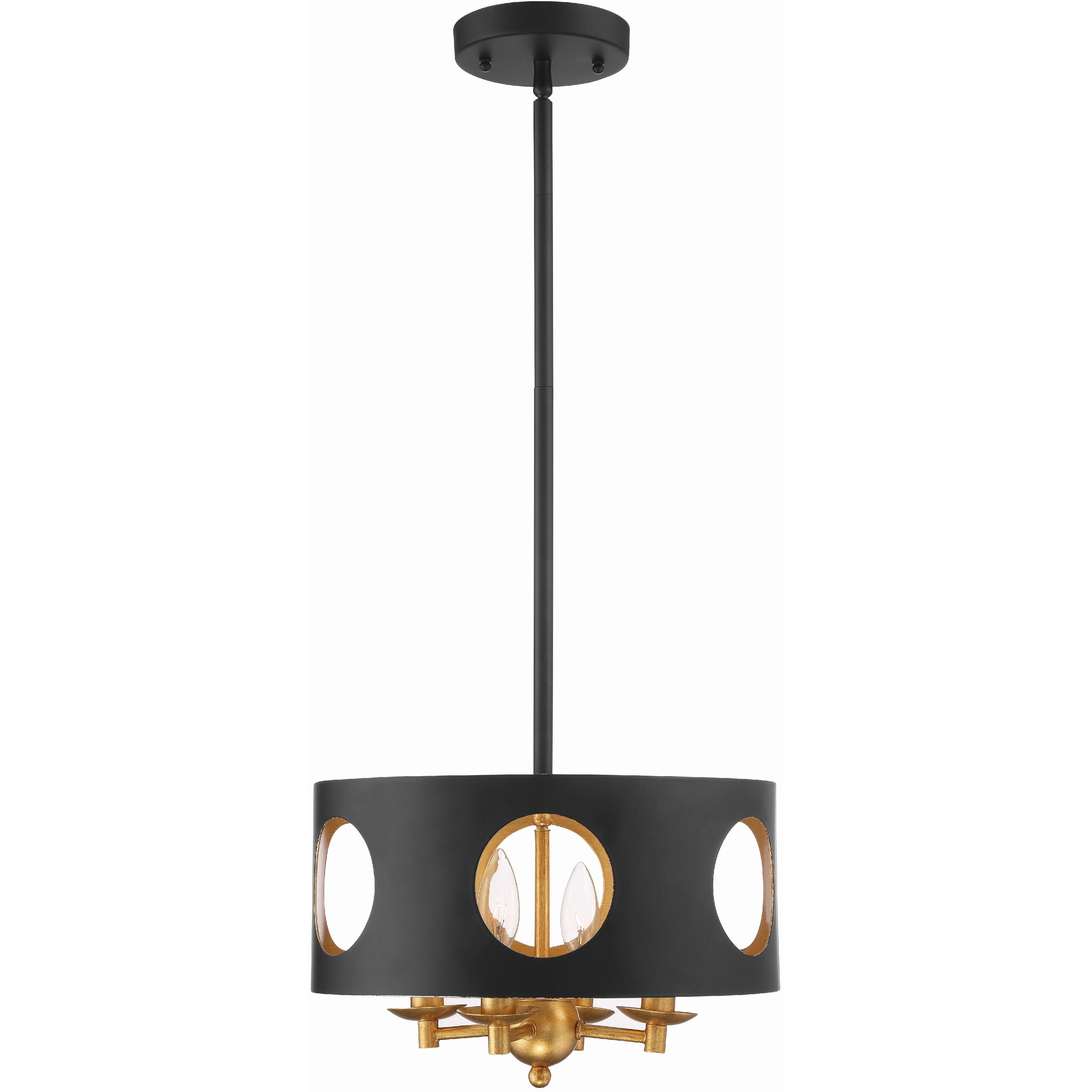 Odelle 4 Light 14 inch Black and Antique Gold Chandelier Ceiling Light