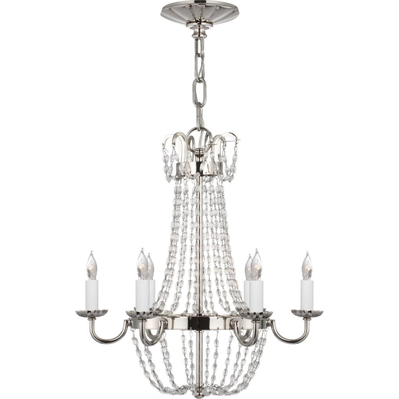 Chapman & Myers Paris Flea Market 6 Light 16.75 inch Polished Nickel Chandelier Ceiling Light, Petite