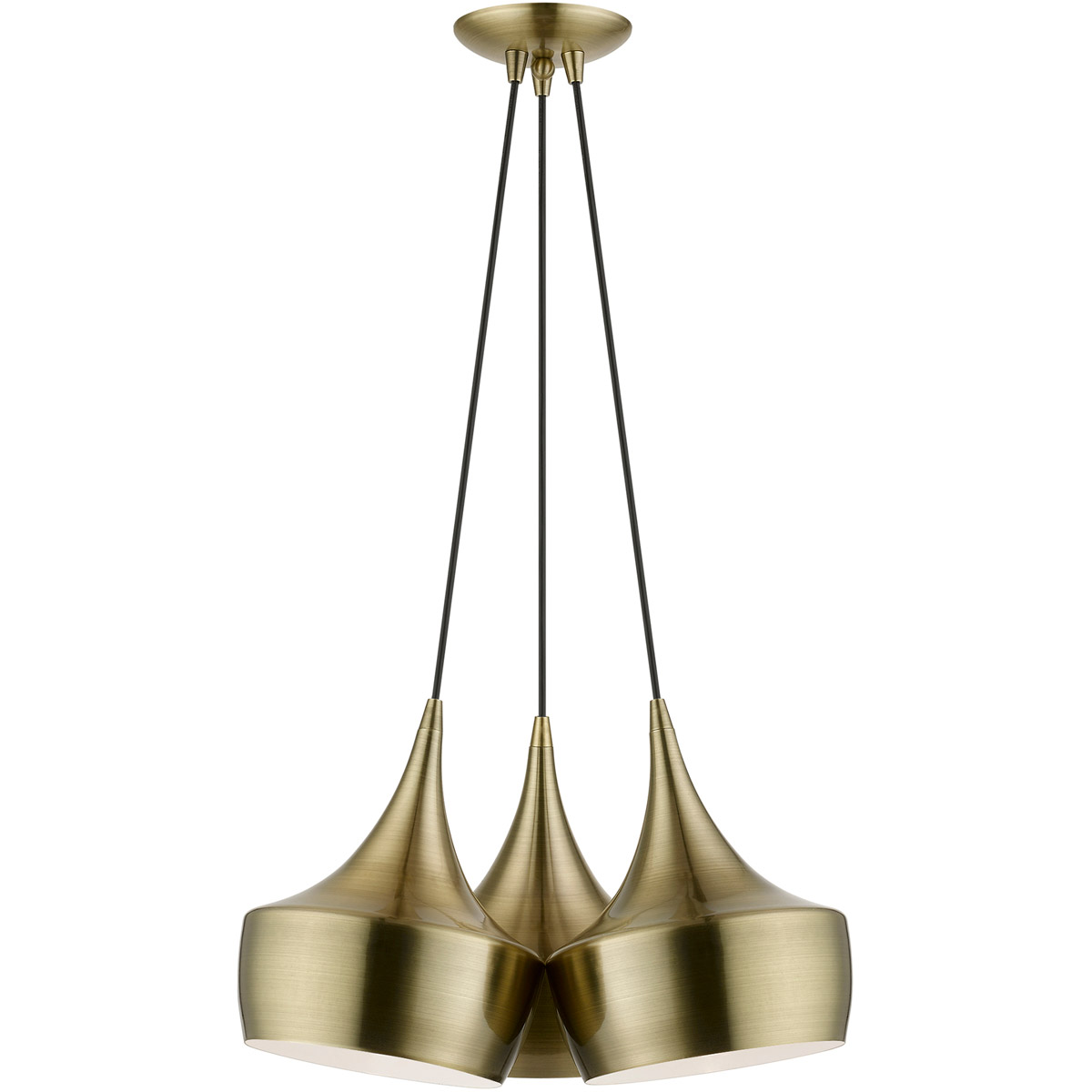 Waldorf 3 Light 20.5 inch Antique Brass Cluster Pendant Ceiling Light