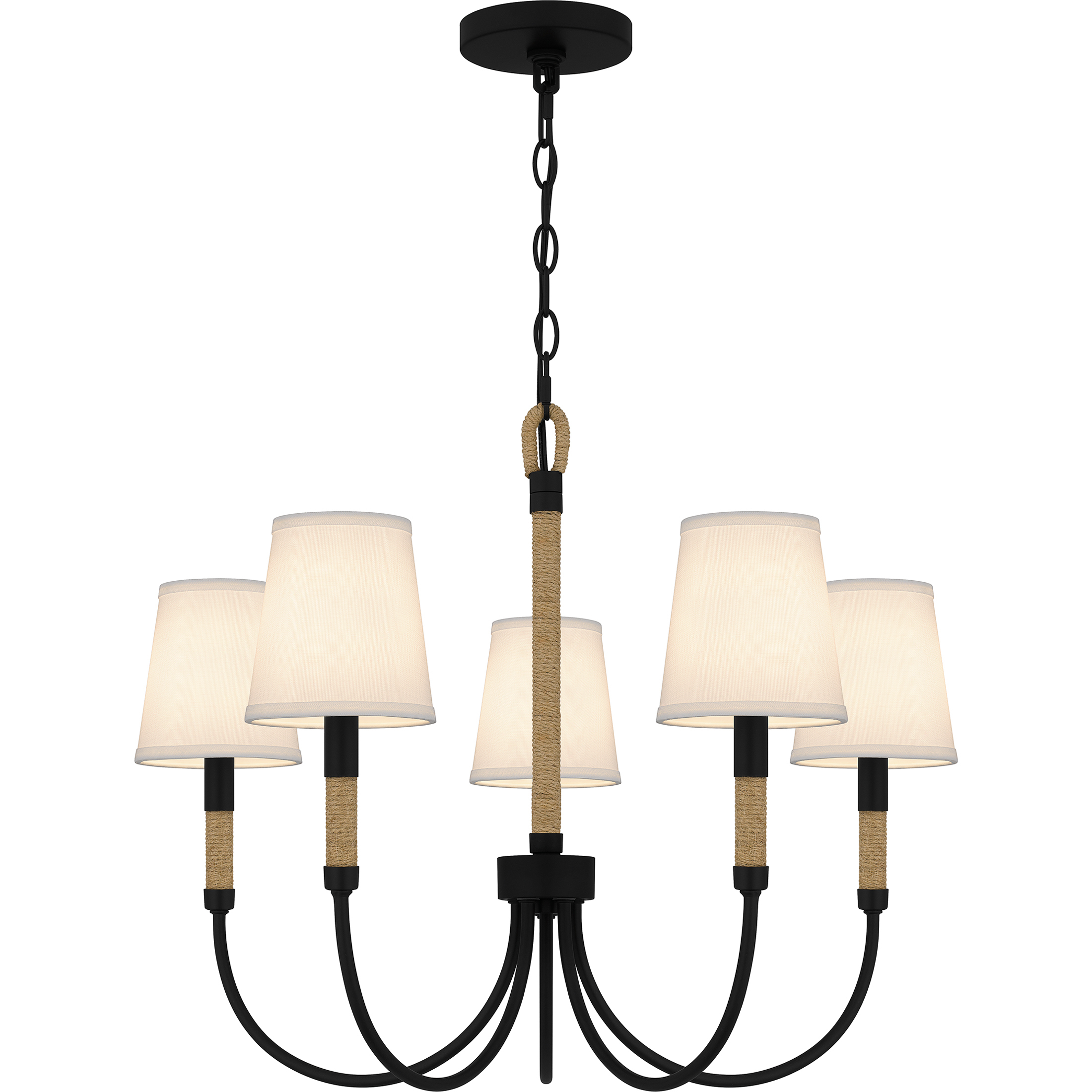 Bayside 5 Light 25 inch Matte Black Chandelier Ceiling Light