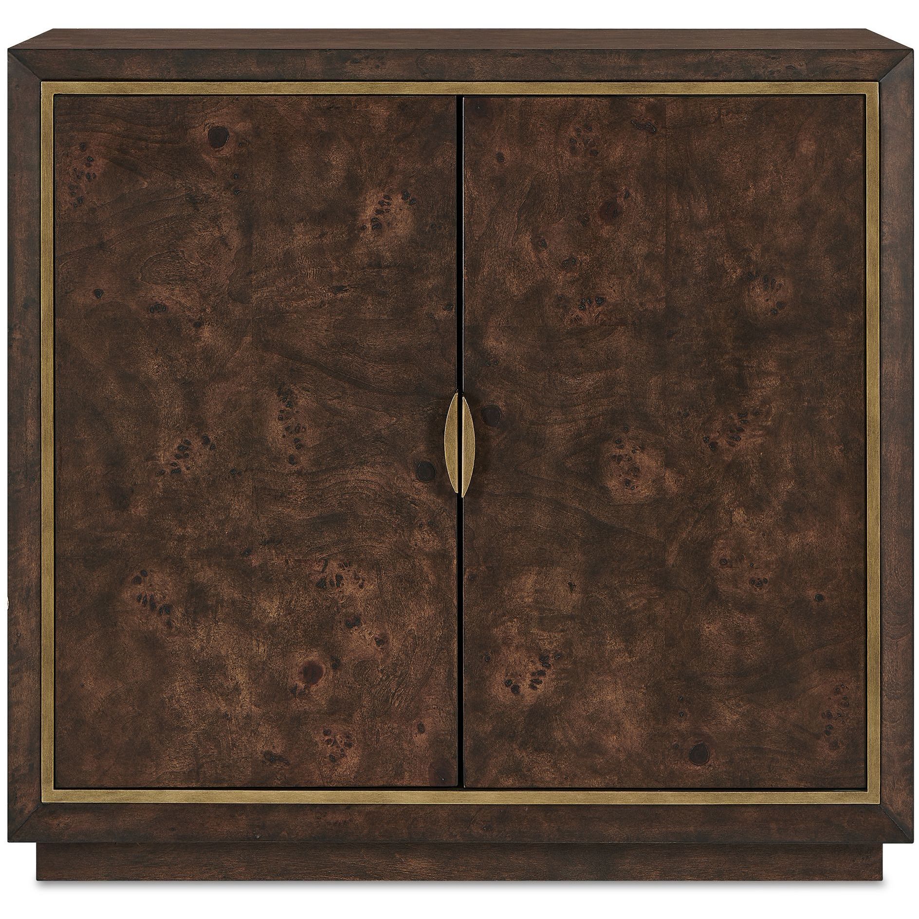 Flores Walnut Stain and Brass 2 Door Cabinet