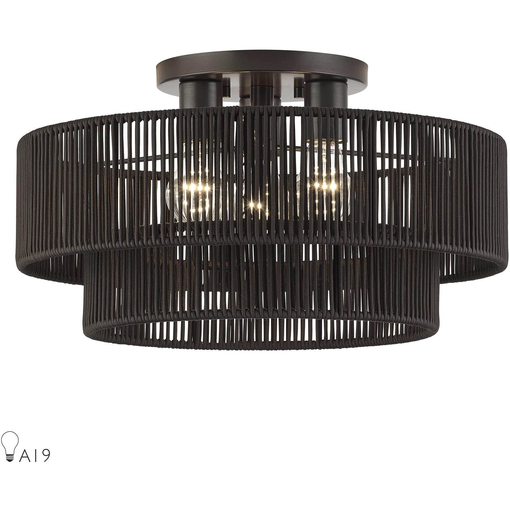 Acordia 3 Light 18 inch English Bronze Large Semi-Flush Ceiling Light, Large